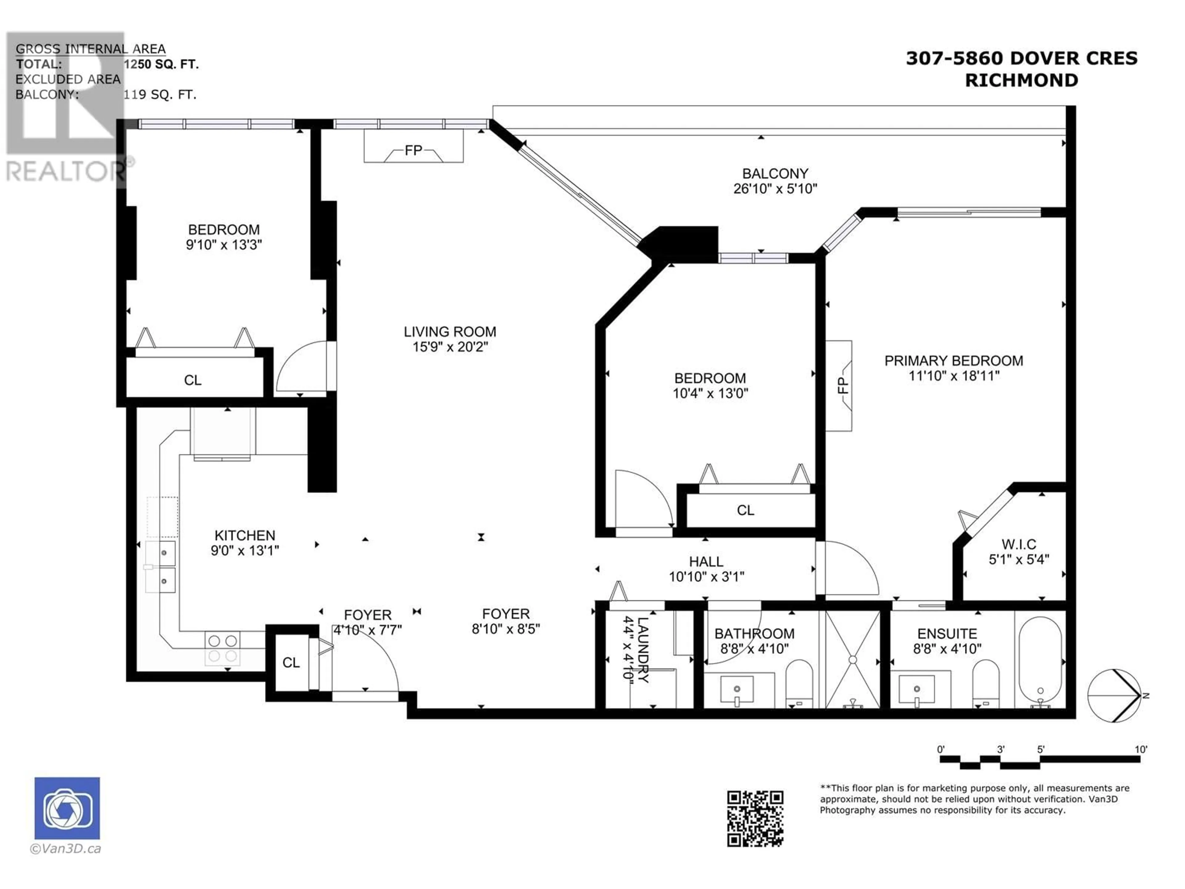 Floor plan for 307 - 5860 DOVER CRESCENT, Richmond British Columbia V7C5R7