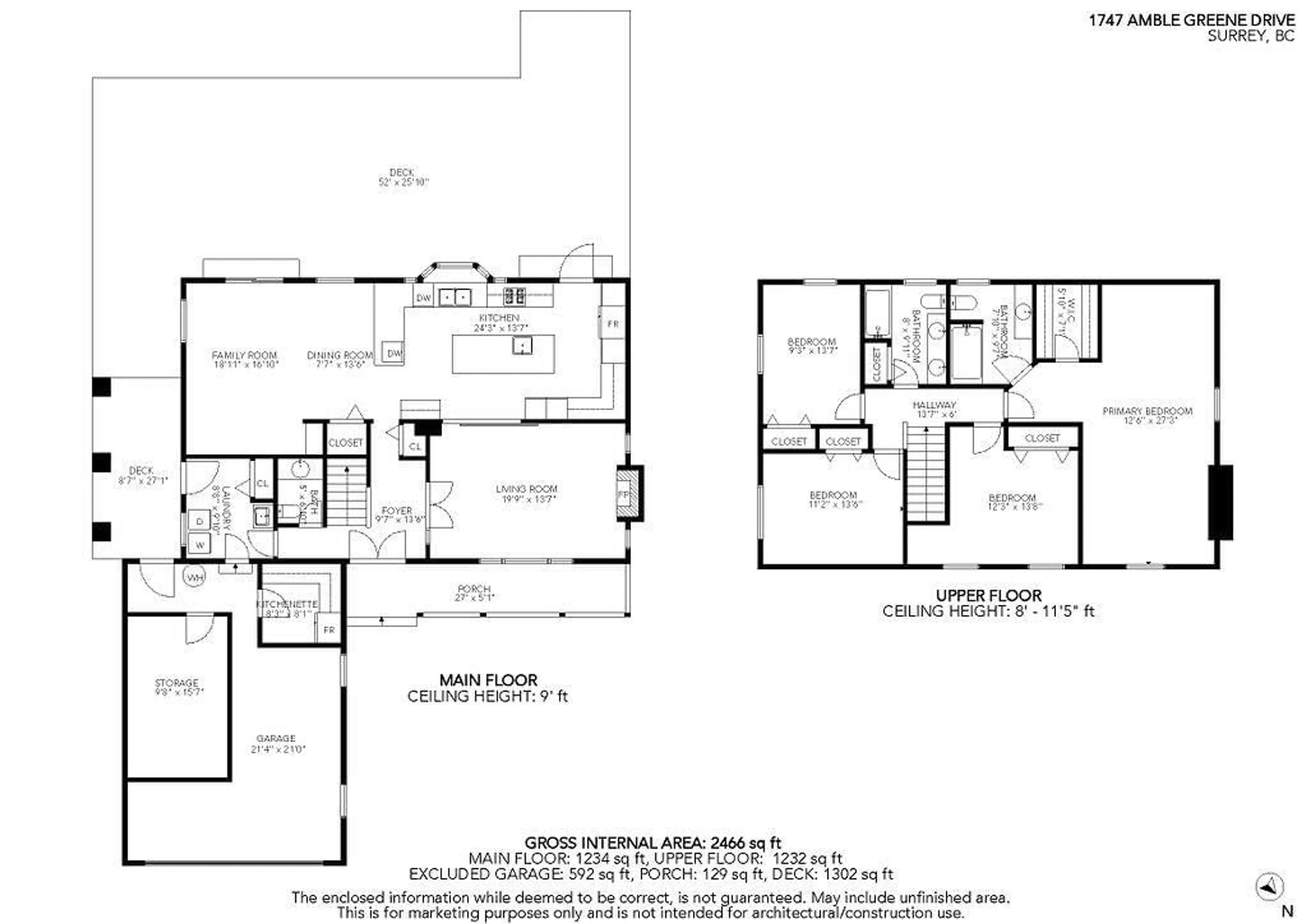 Floor plan for 1747 AMBLE GREENE, Surrey British Columbia V4A6H3