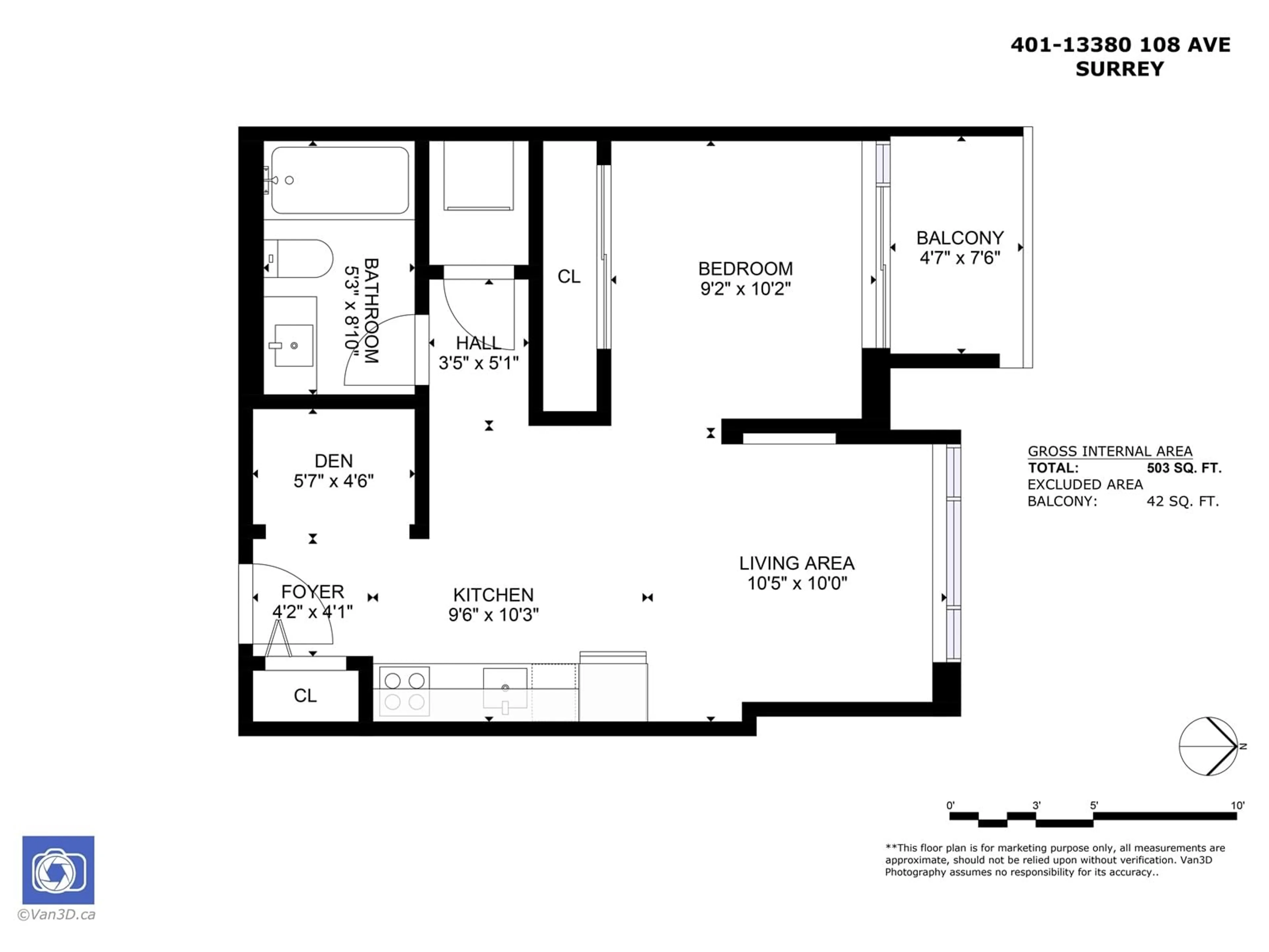 Floor plan for 401 - 13380 108, Surrey British Columbia V3T0E7