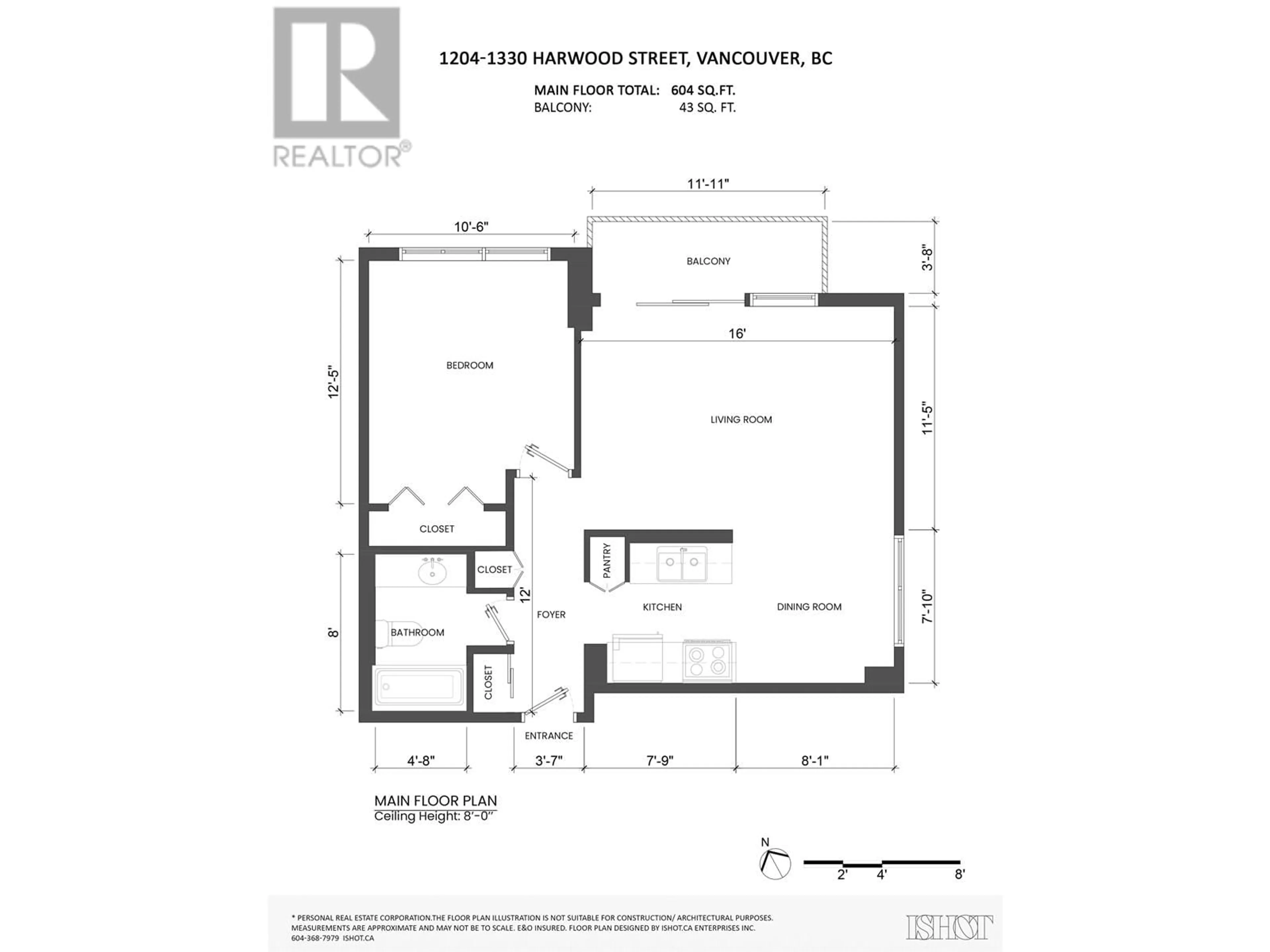 Floor plan for 1204 - 1330 HARWOOD STREET, Vancouver British Columbia V6E1S8