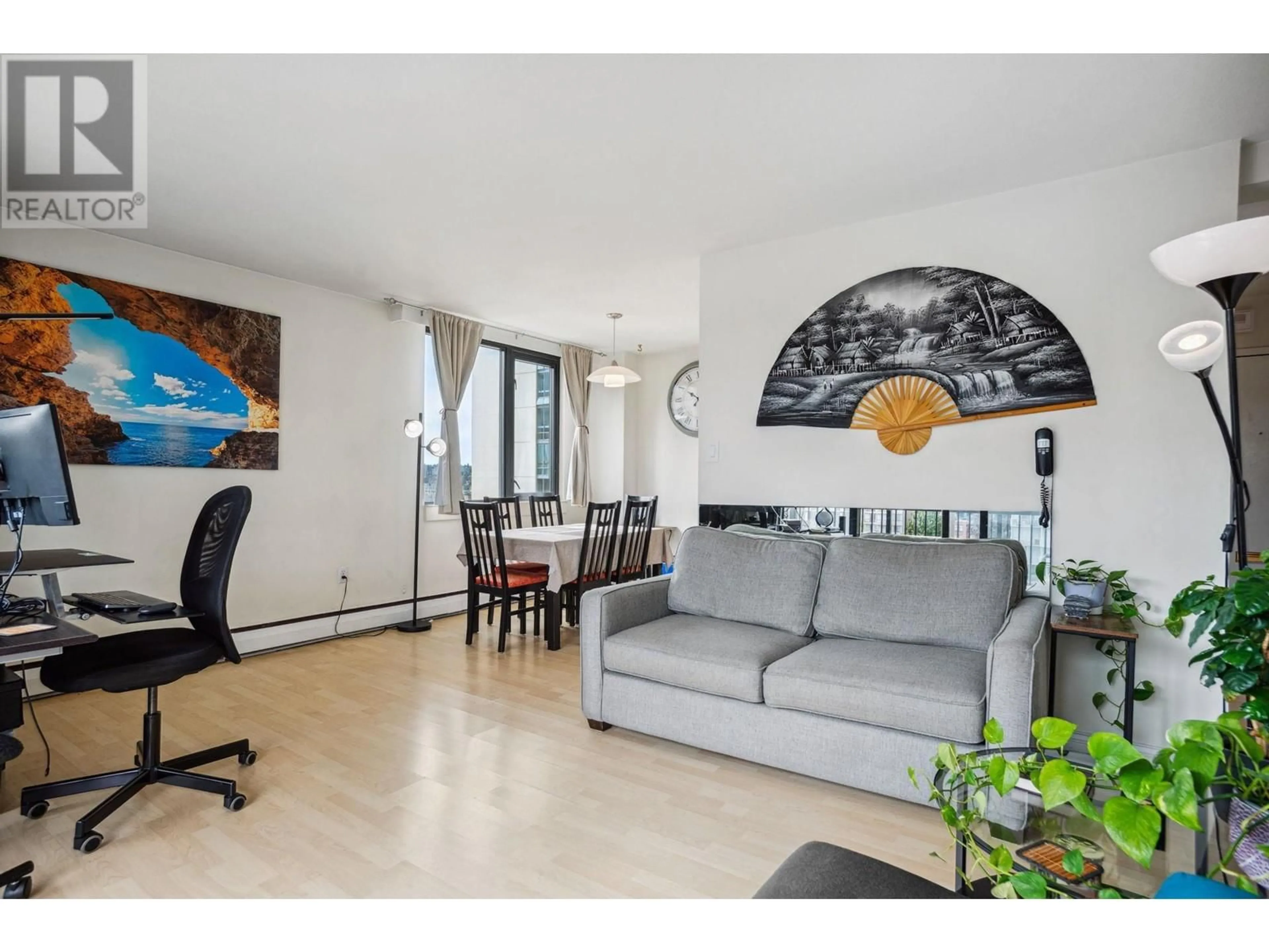 Living room with furniture, wood/laminate floor for 1204 - 1330 HARWOOD STREET, Vancouver British Columbia V6E1S8