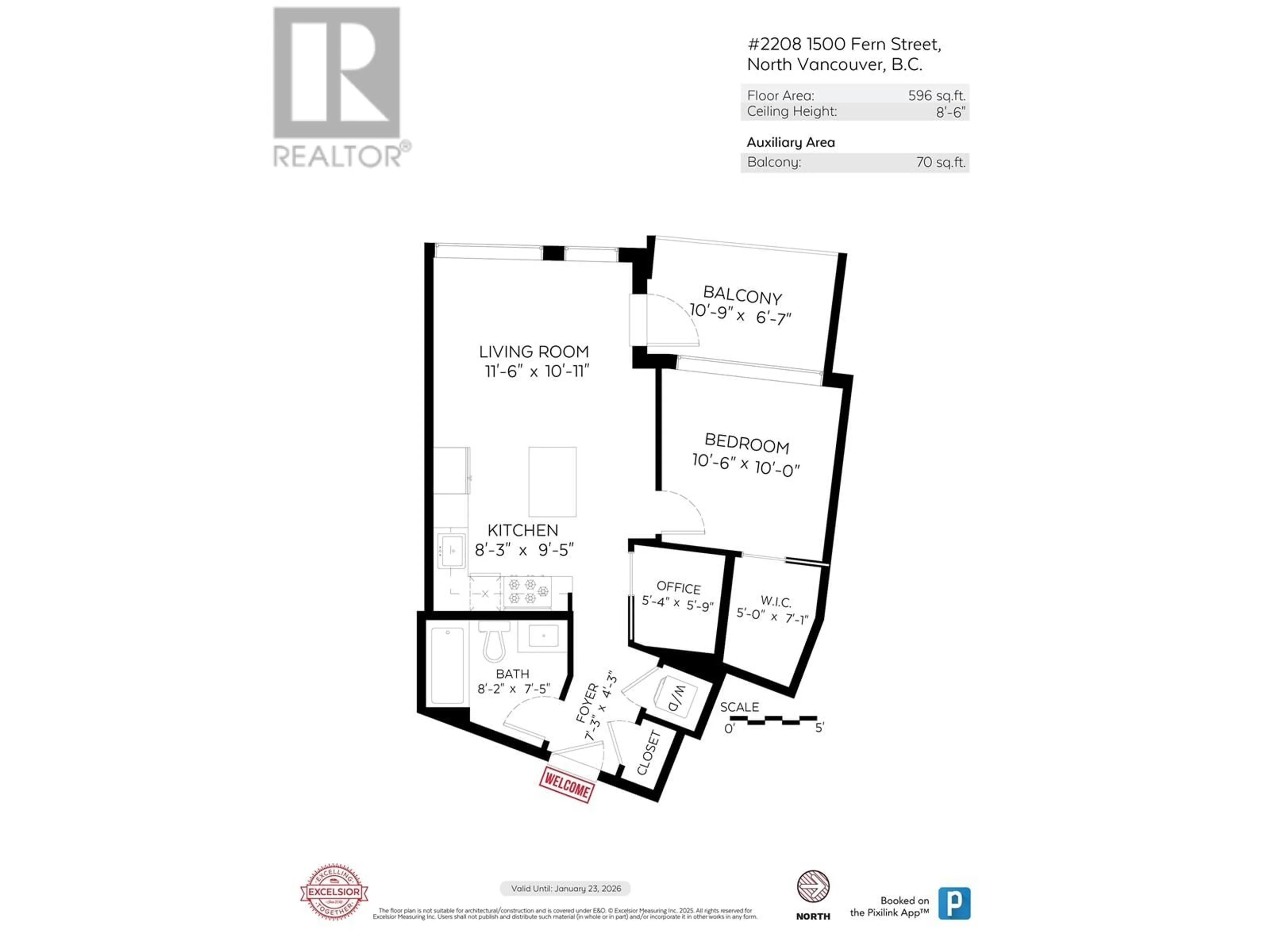 Floor plan for 2208 - 1500 FERN STREET, North Vancouver British Columbia V7J0E6