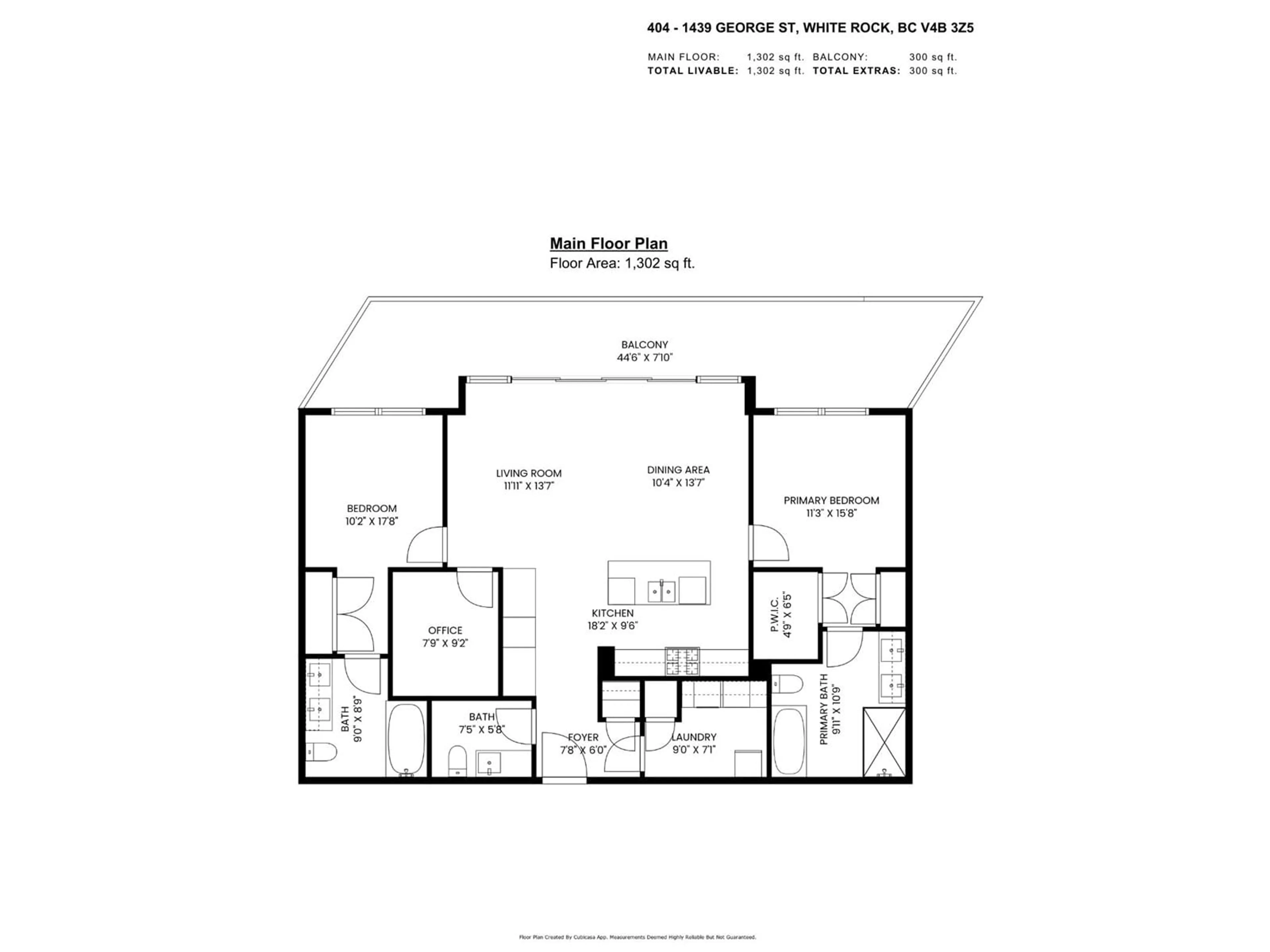 Floor plan for 404 - 1439 GEORGE, White Rock British Columbia V4B0B9