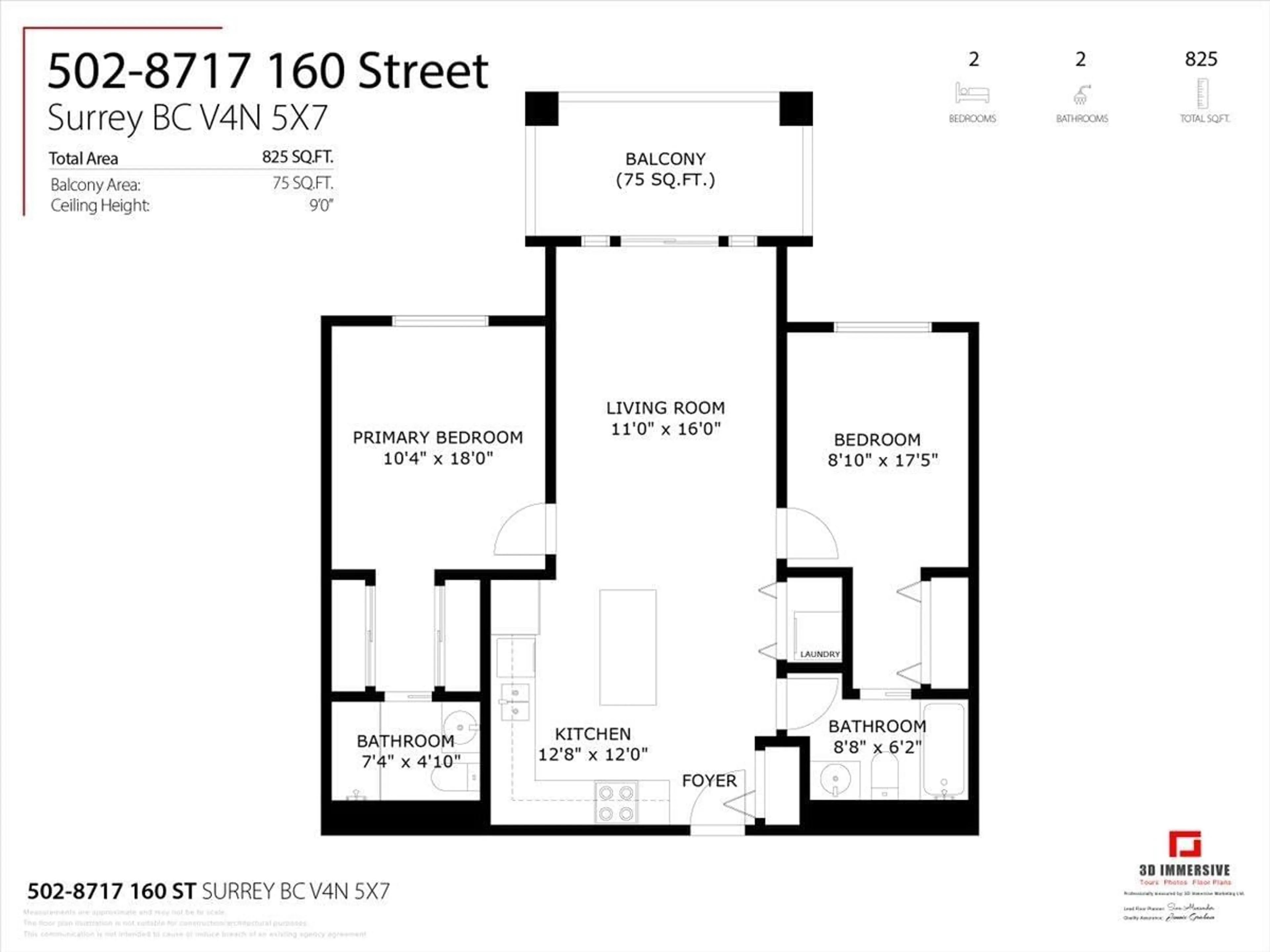 Floor plan for 502 - 8717 160, Surrey British Columbia V4N5X7