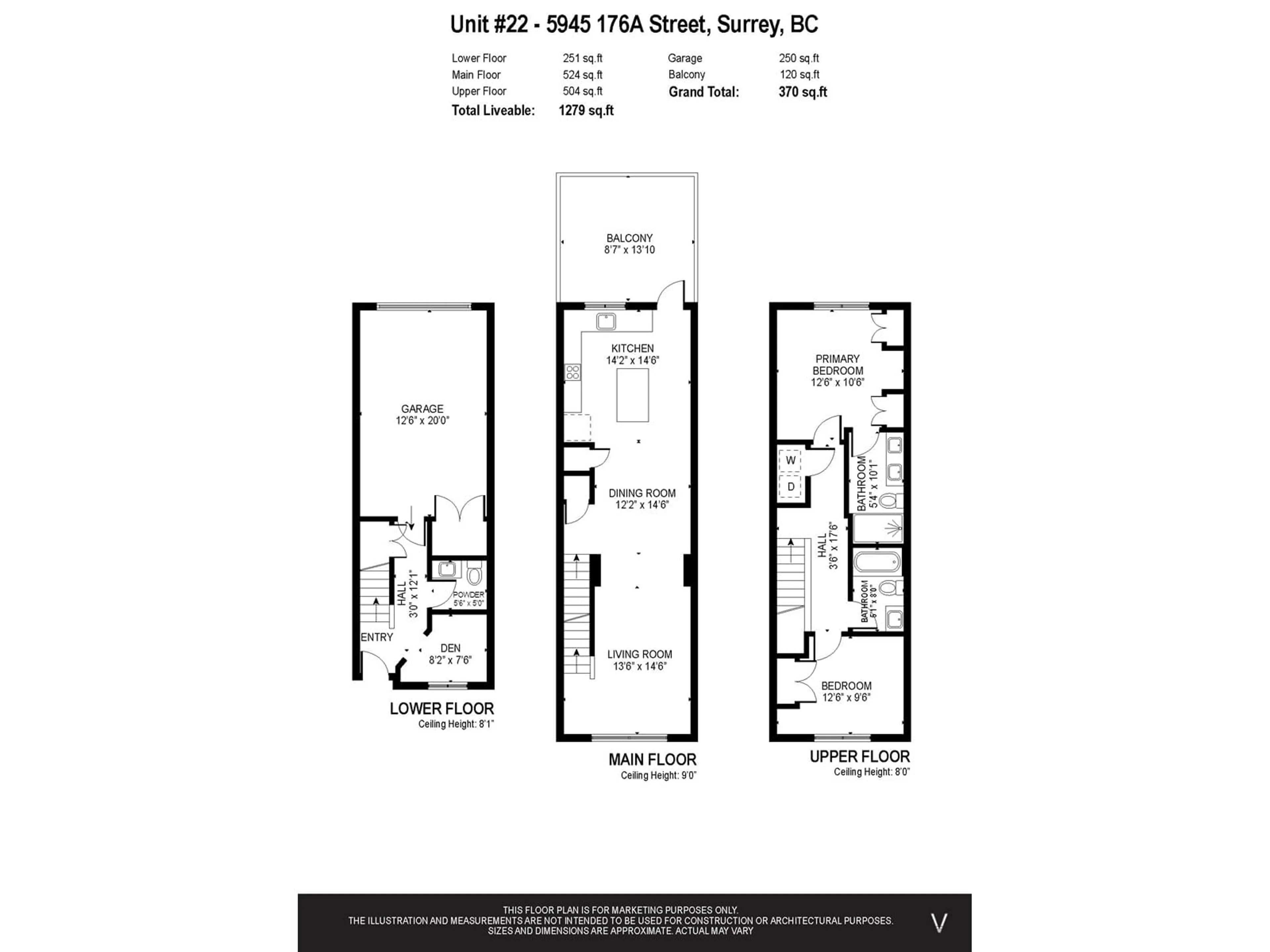 Floor plan for 22 - 5945 176A, Surrey British Columbia V3S0A2