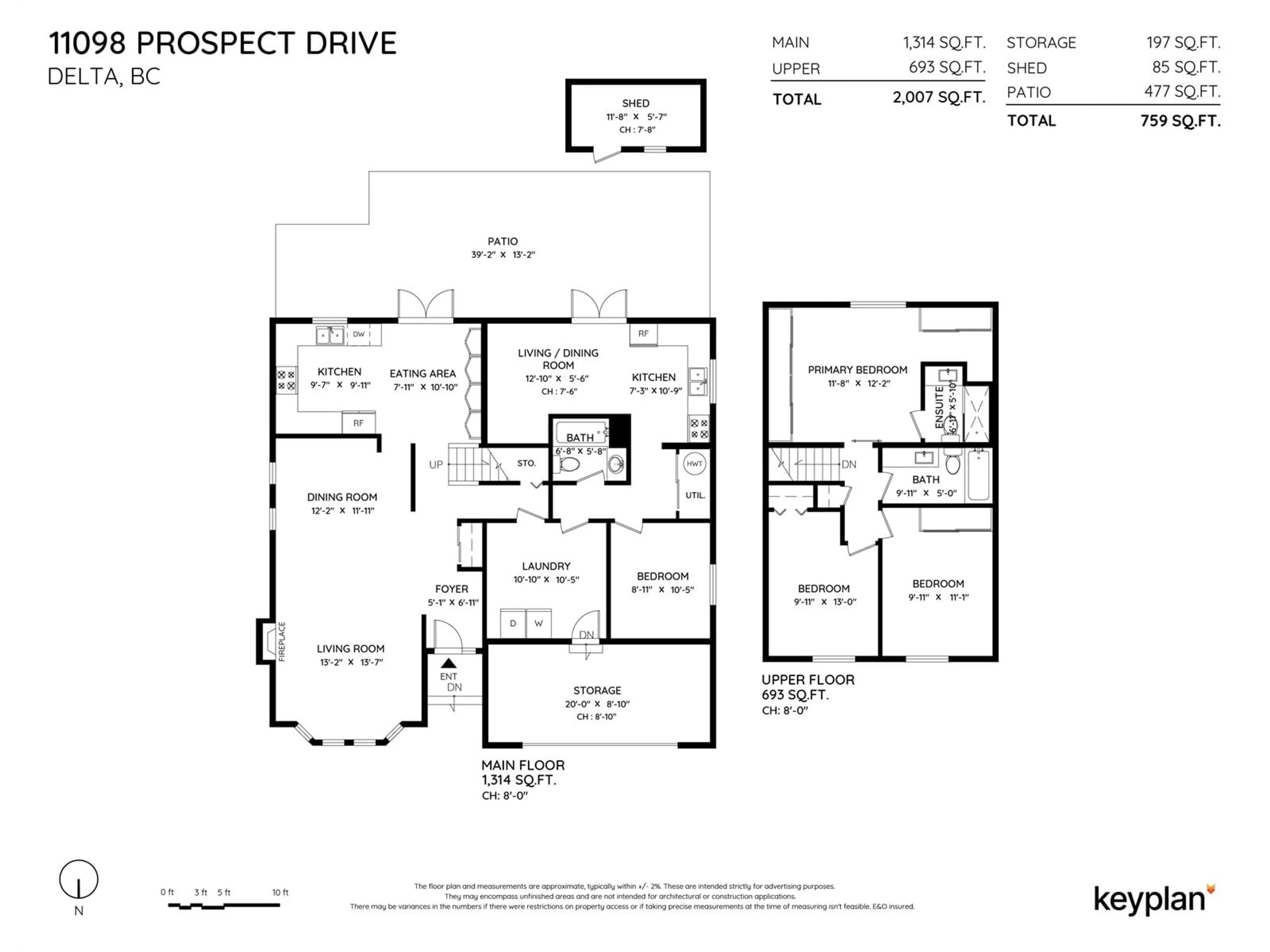 Floor plan for 11098 PROSPECT, Delta British Columbia V4E2R5