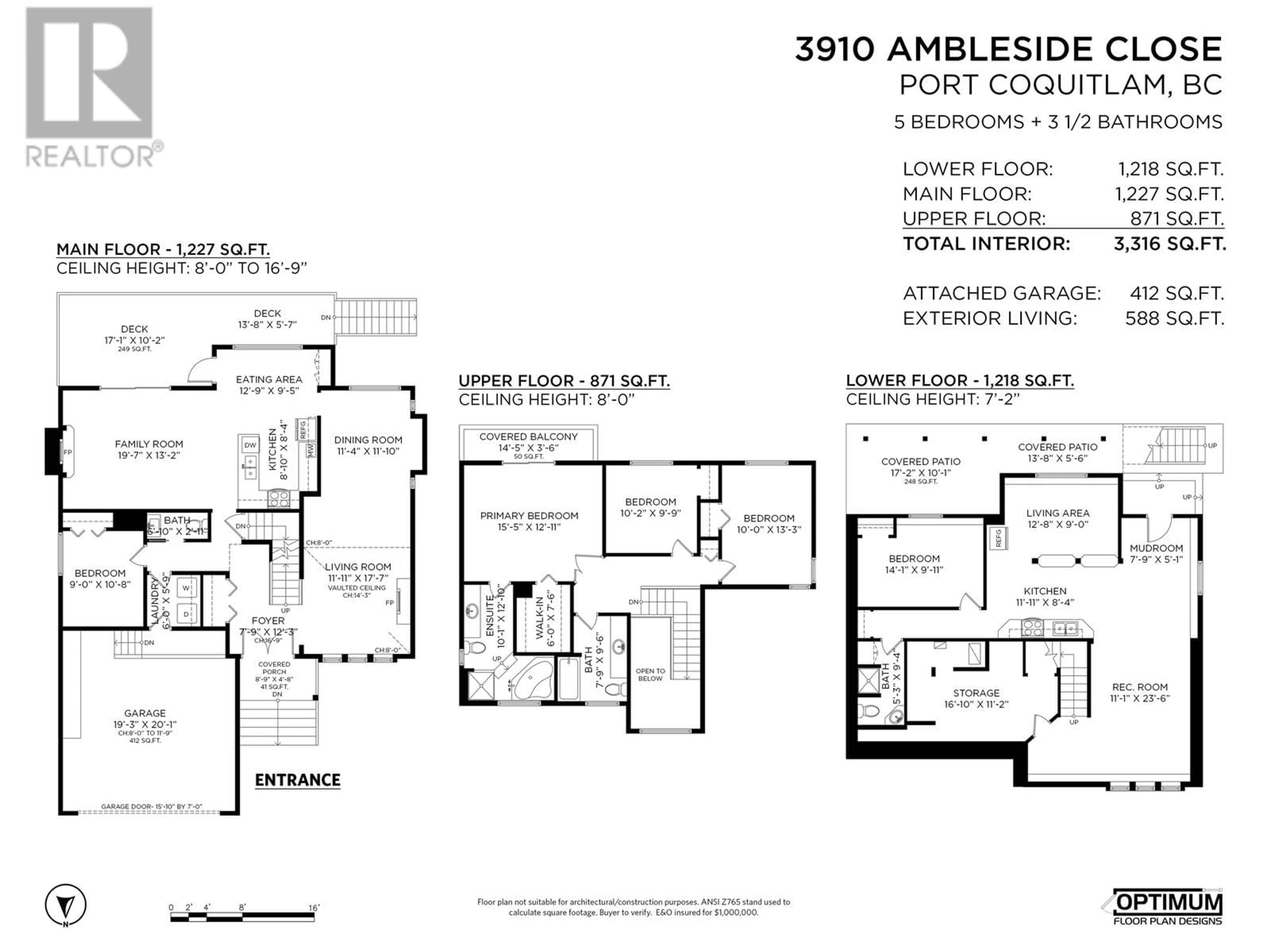 Floor plan for 3910 AMBLESIDE CLOSE, Port Coquitlam British Columbia V3B7G2