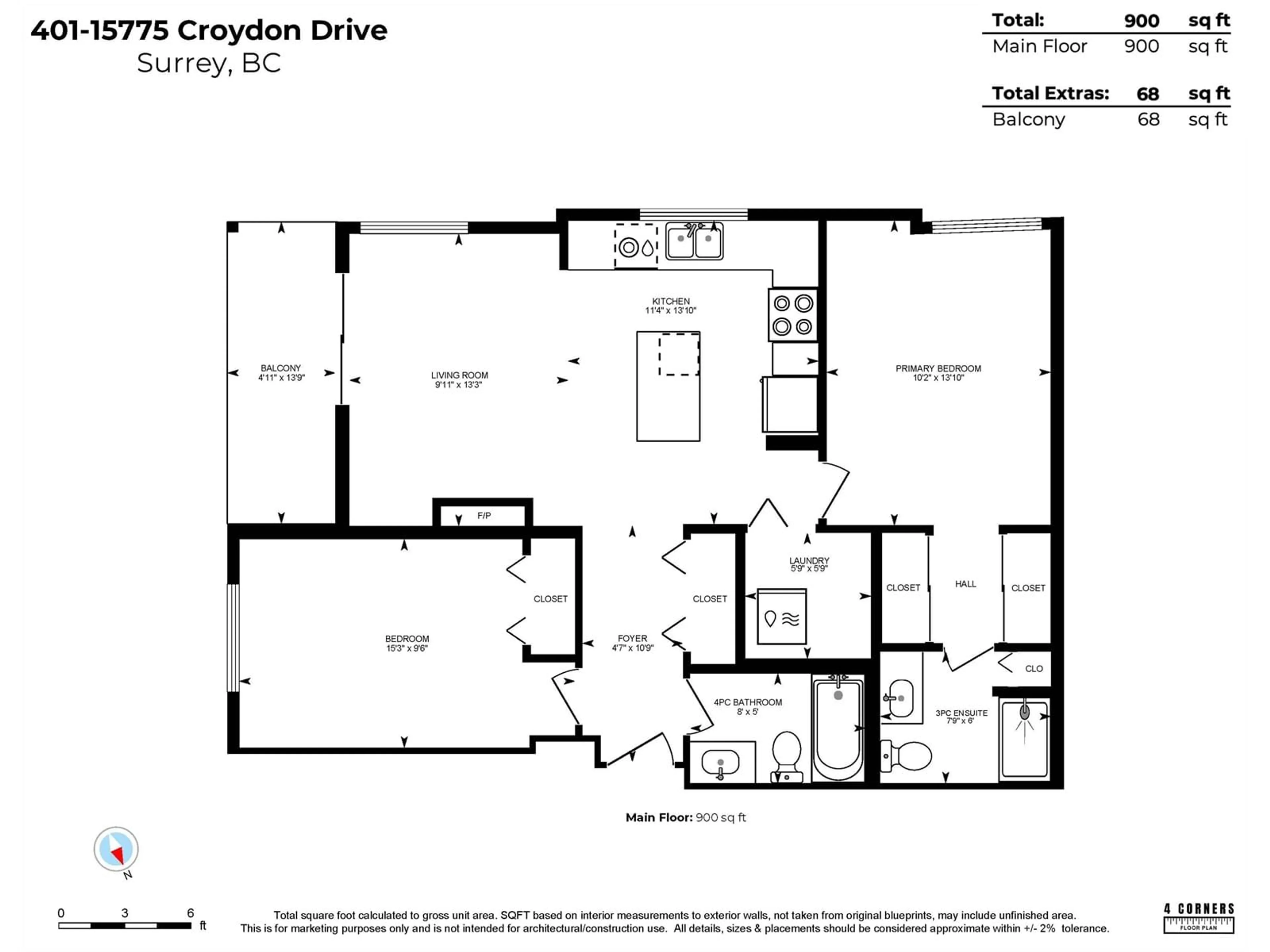 Floor plan for 401 - 15775 CROYDON, Surrey British Columbia V3S2L5