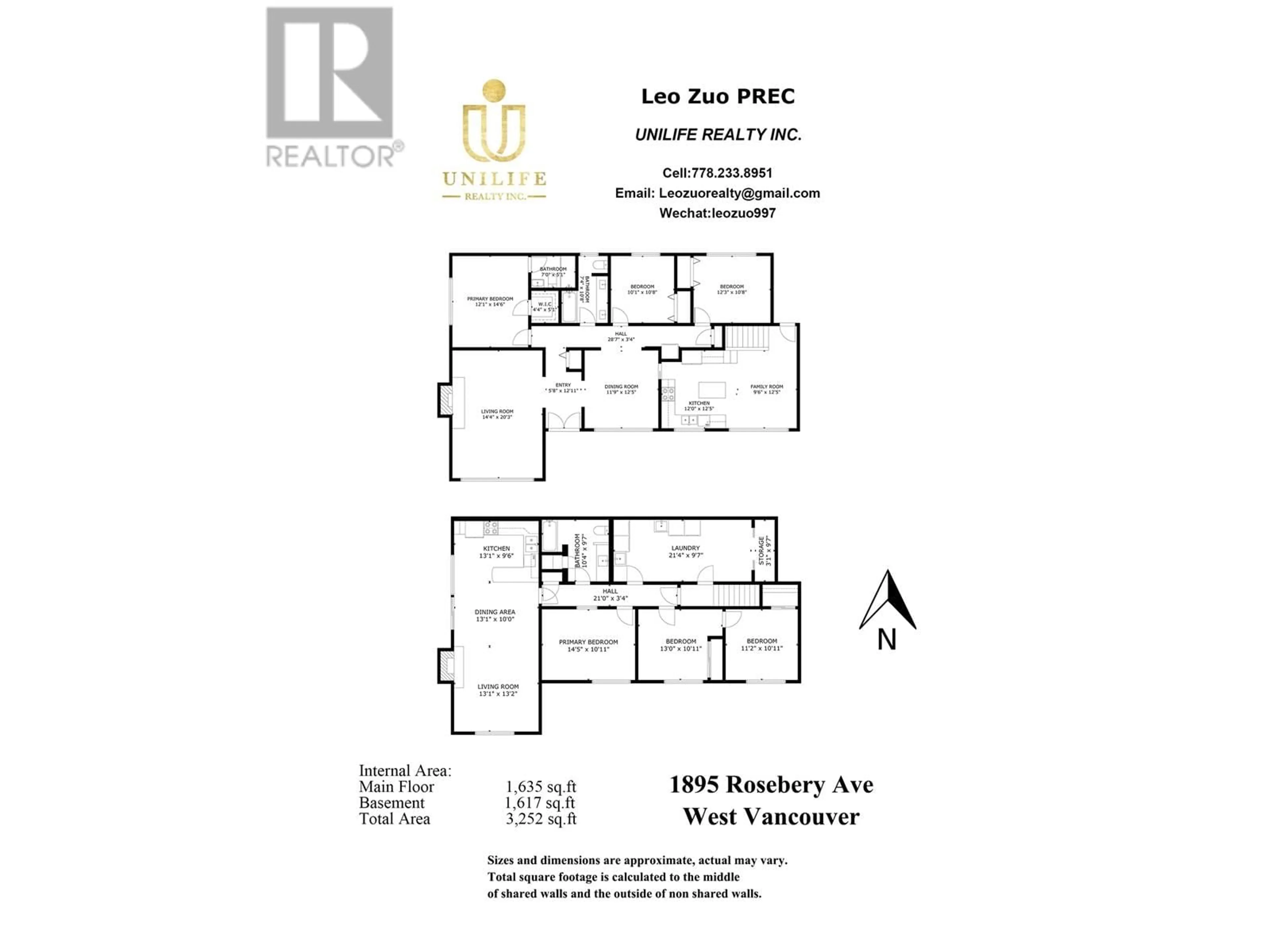 Floor plan for 1895 ROSEBERY AVENUE, West Vancouver British Columbia V7V2Z5