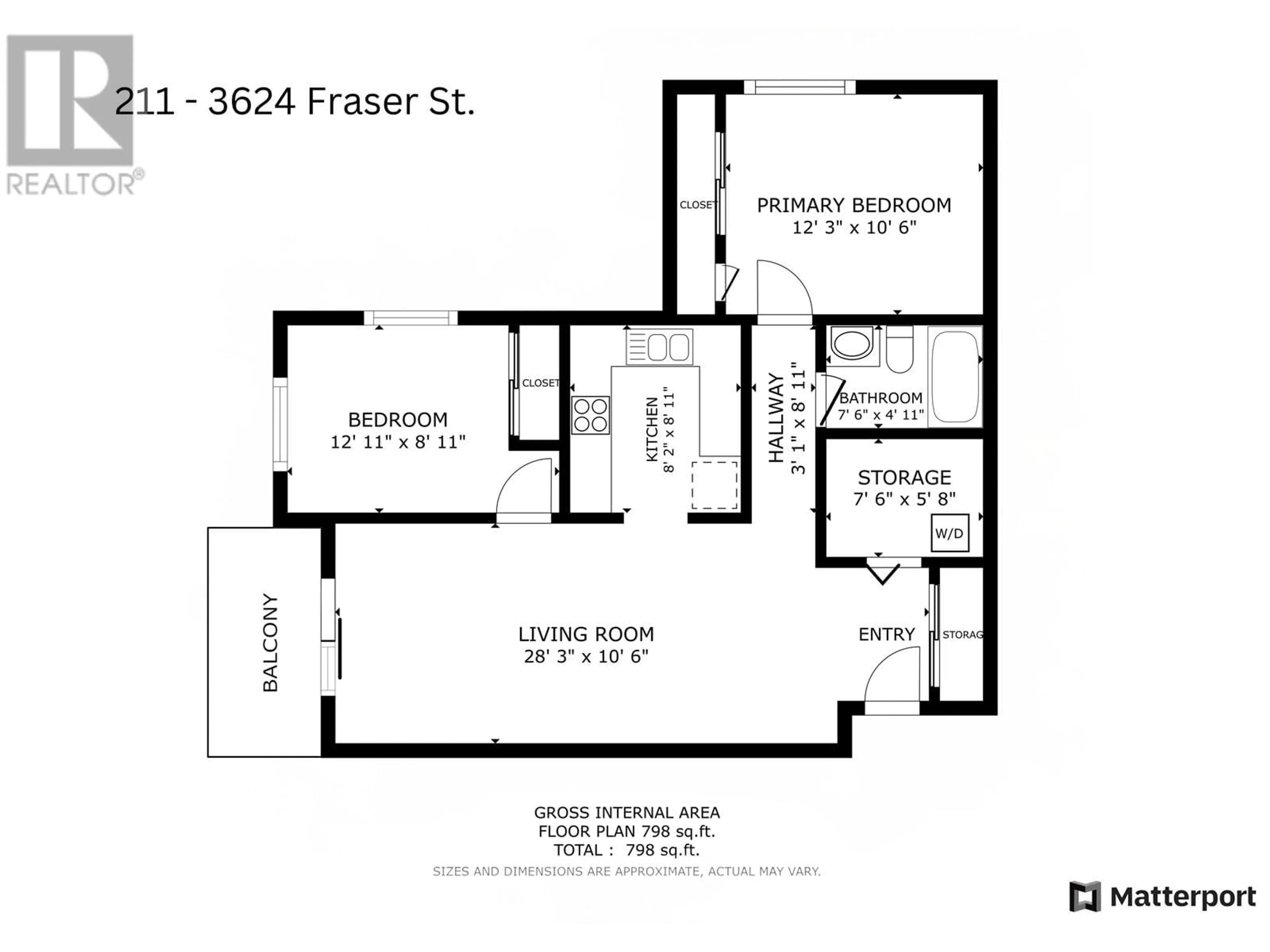 Floor plan for 211 - 3624 FRASER STREET, Vancouver British Columbia V5V4C8