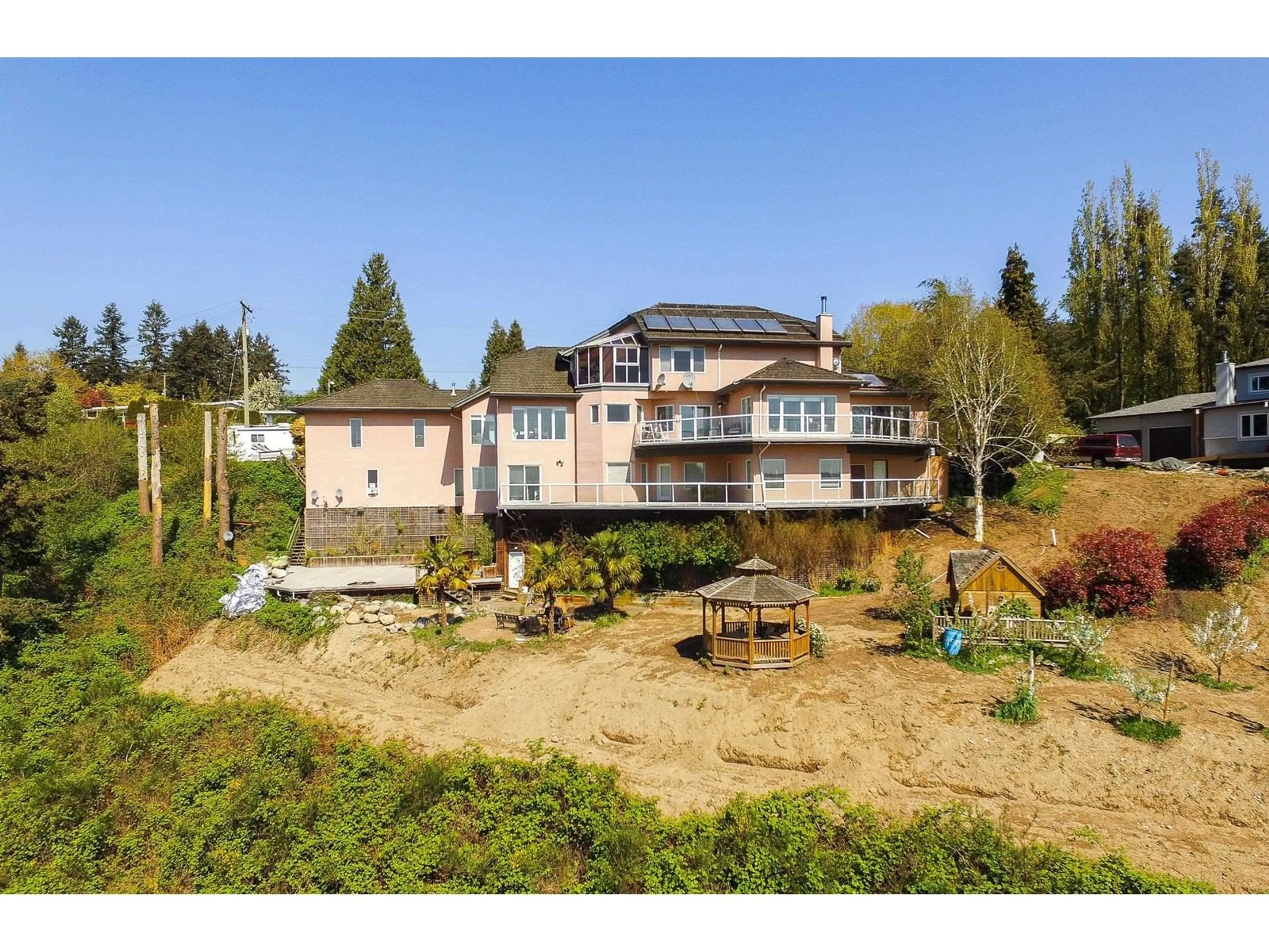 A pic from outside/outdoor area/front of a property/back of a property/a pic from drone, water/lake/river/ocean view for 5455 120, Delta British Columbia V4E2A1