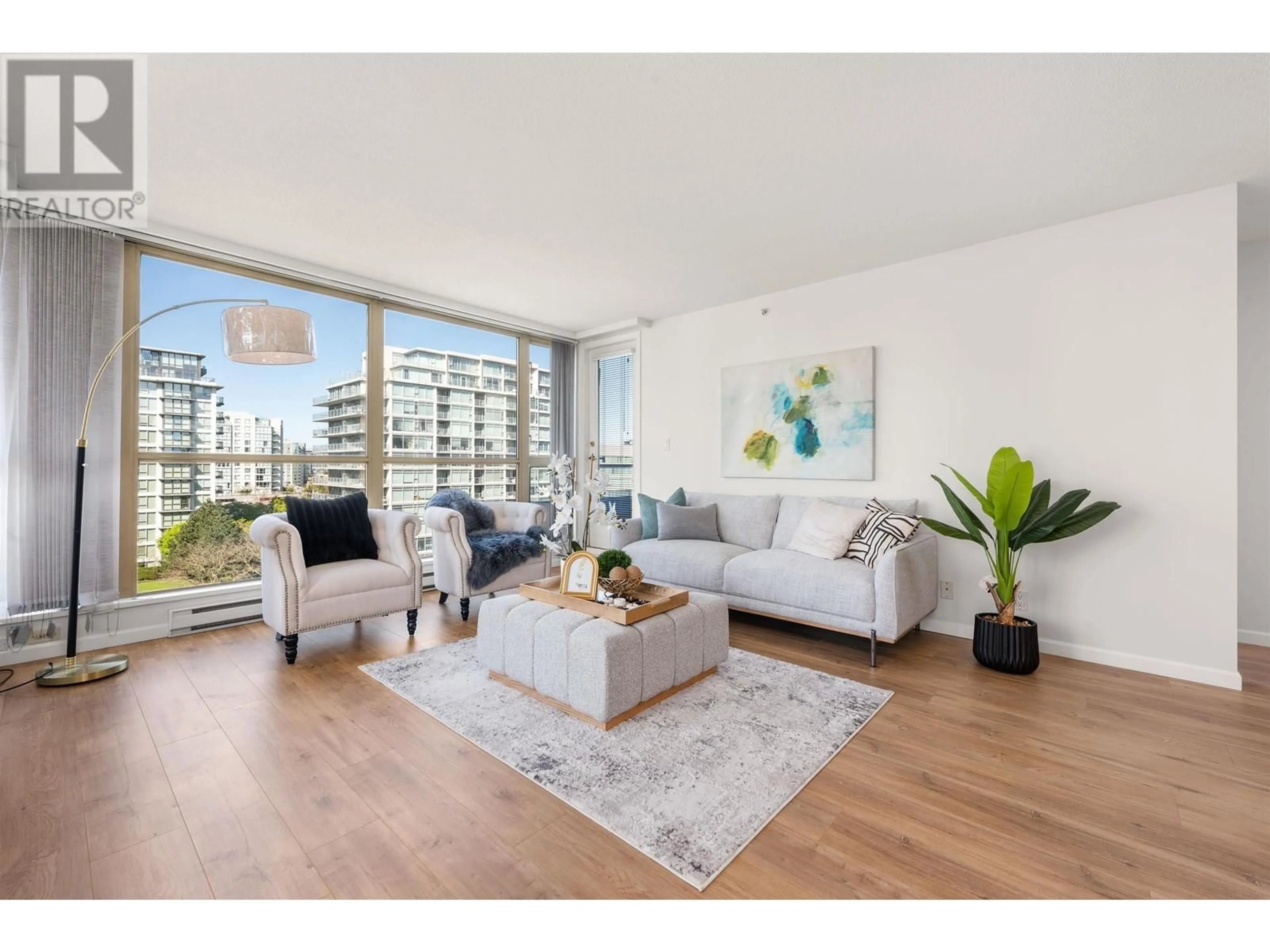 Living room with furniture, wood/laminate floor for 1005 - 6191 BUSWELL STREET, Richmond British Columbia V6Y4C4