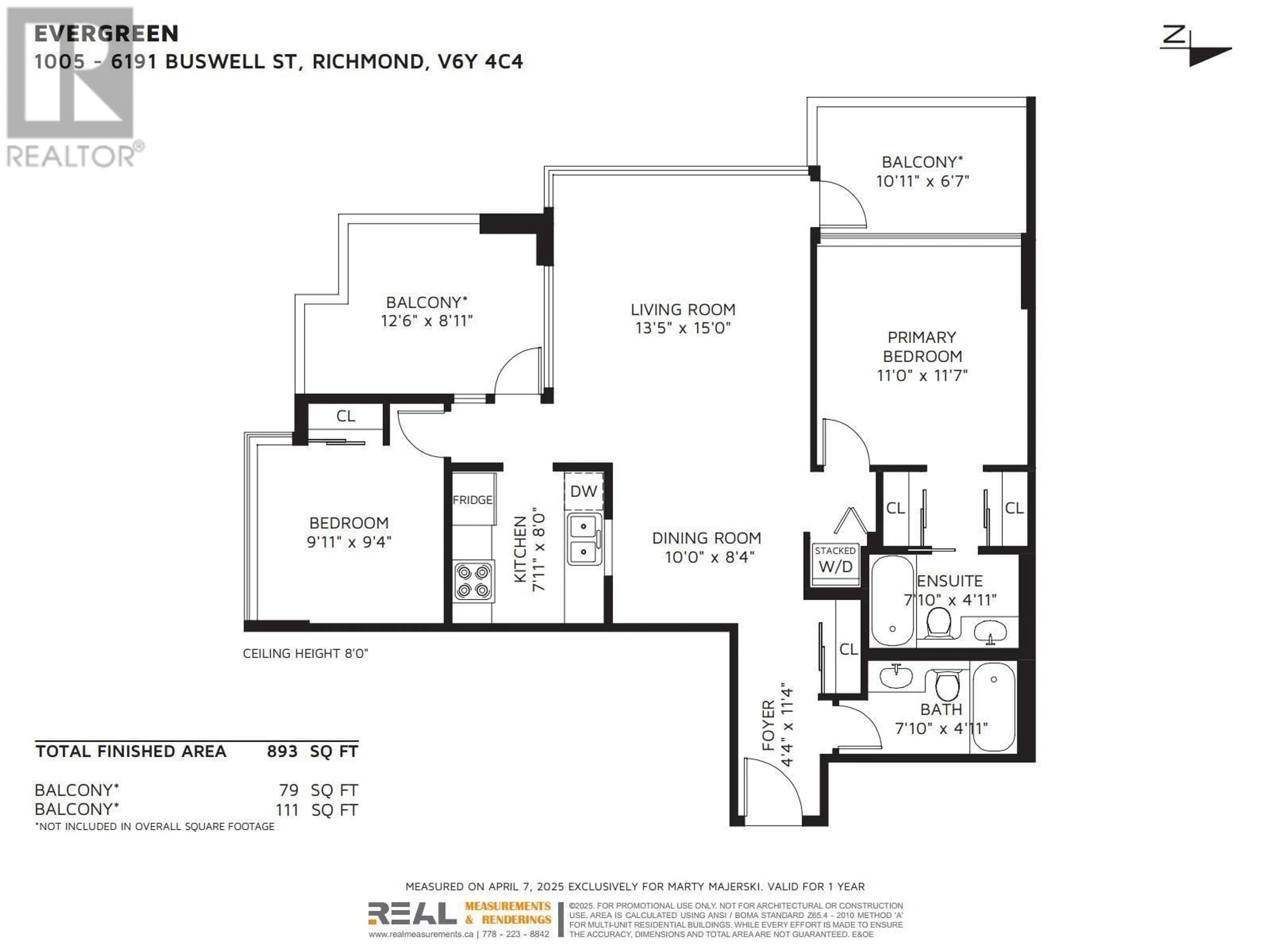 Floor plan for 1005 - 6191 BUSWELL STREET, Richmond British Columbia V6Y4C4