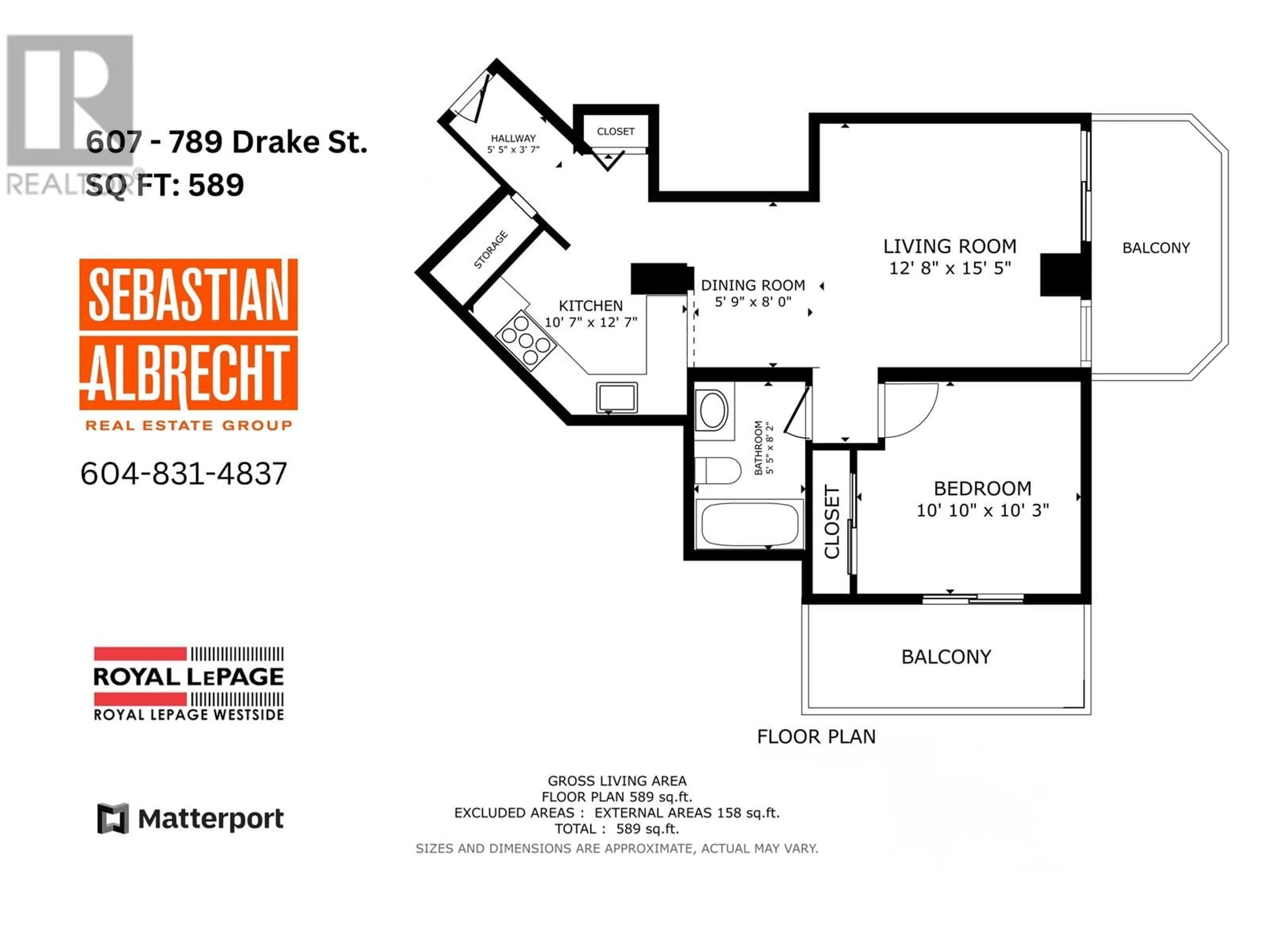 Floor plan for 607 - 789 DRAKE STREET, Vancouver British Columbia V6Z2N7