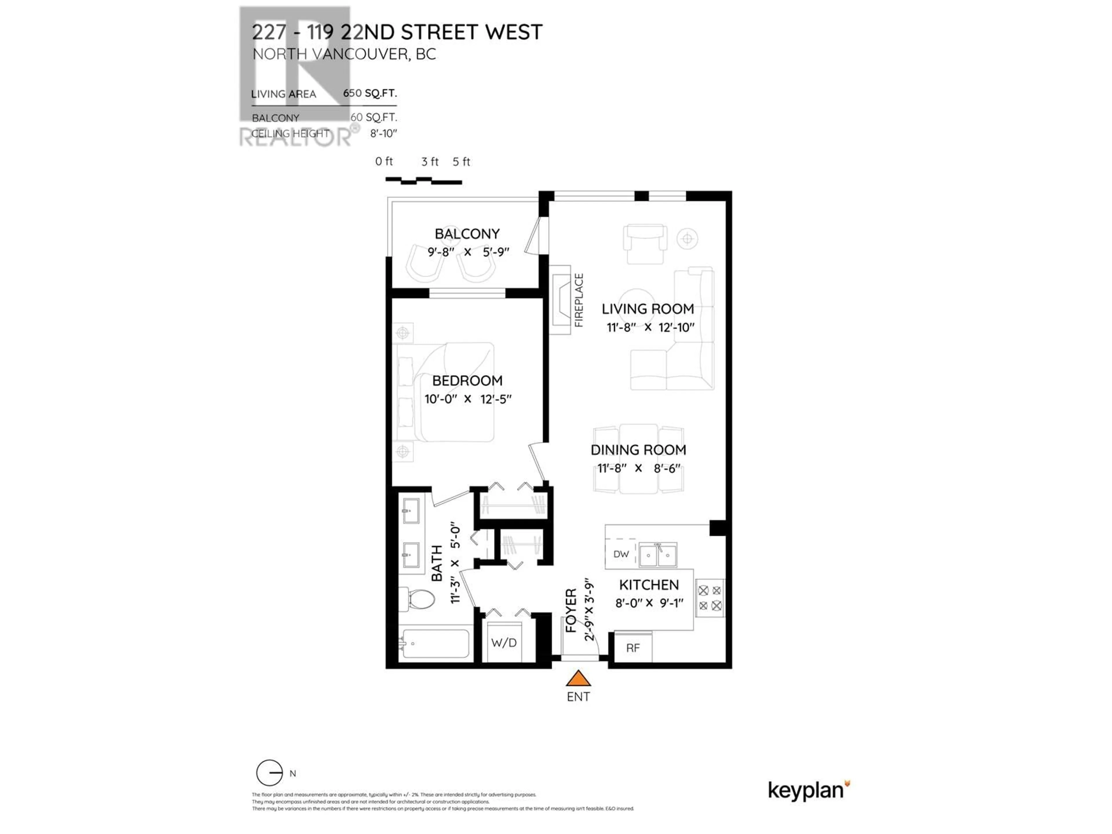 Floor plan for 227 - 119 22ND STREET, North Vancouver British Columbia V7M0B4