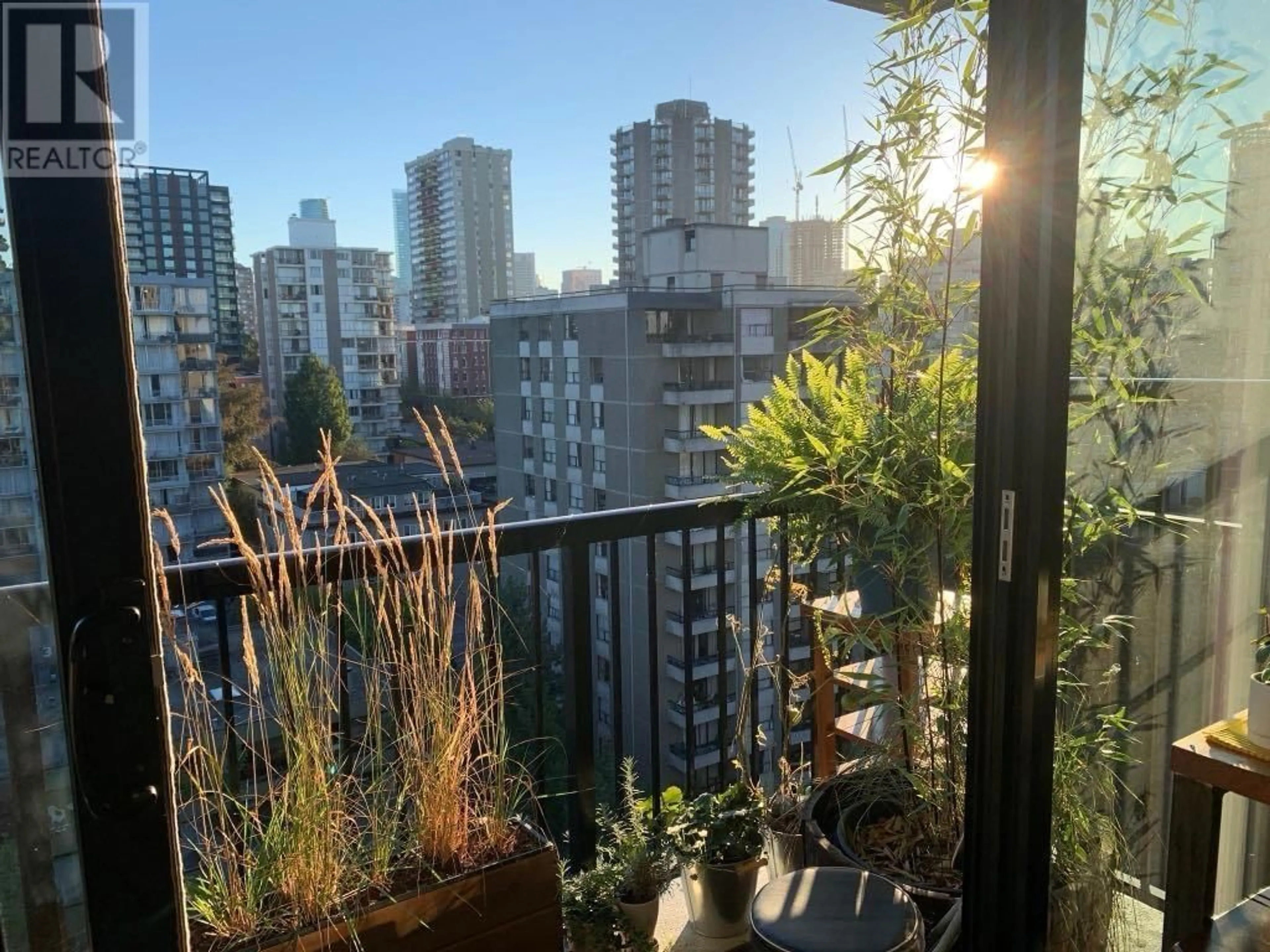 Balcony in the apartment, city buildings view from balcony for 1403 - 1330 HARWOOD STREET, Vancouver British Columbia V6E1S8