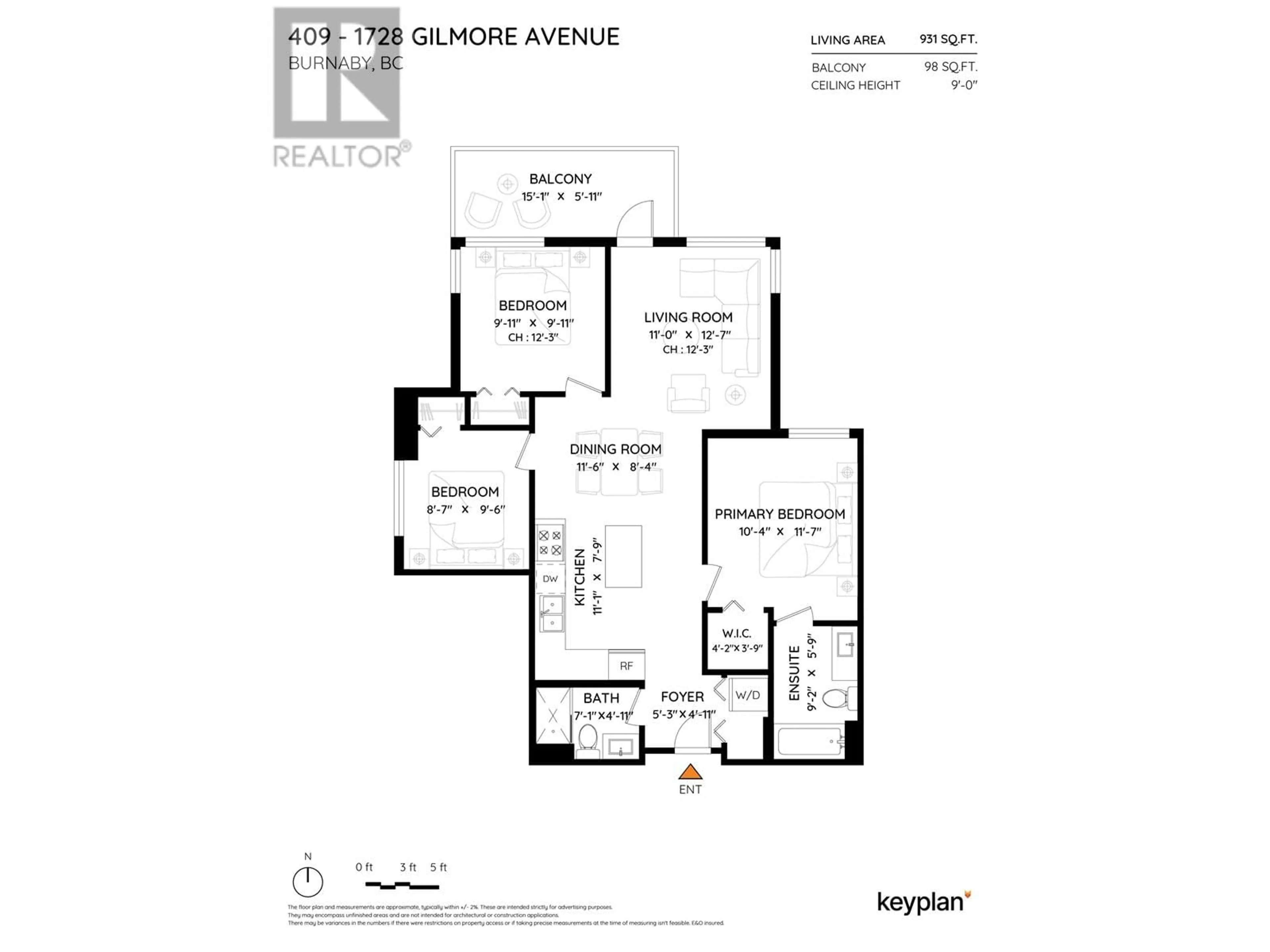 Floor plan for 409 - 1728 GILMORE AVENUE, Burnaby British Columbia V5C0L3