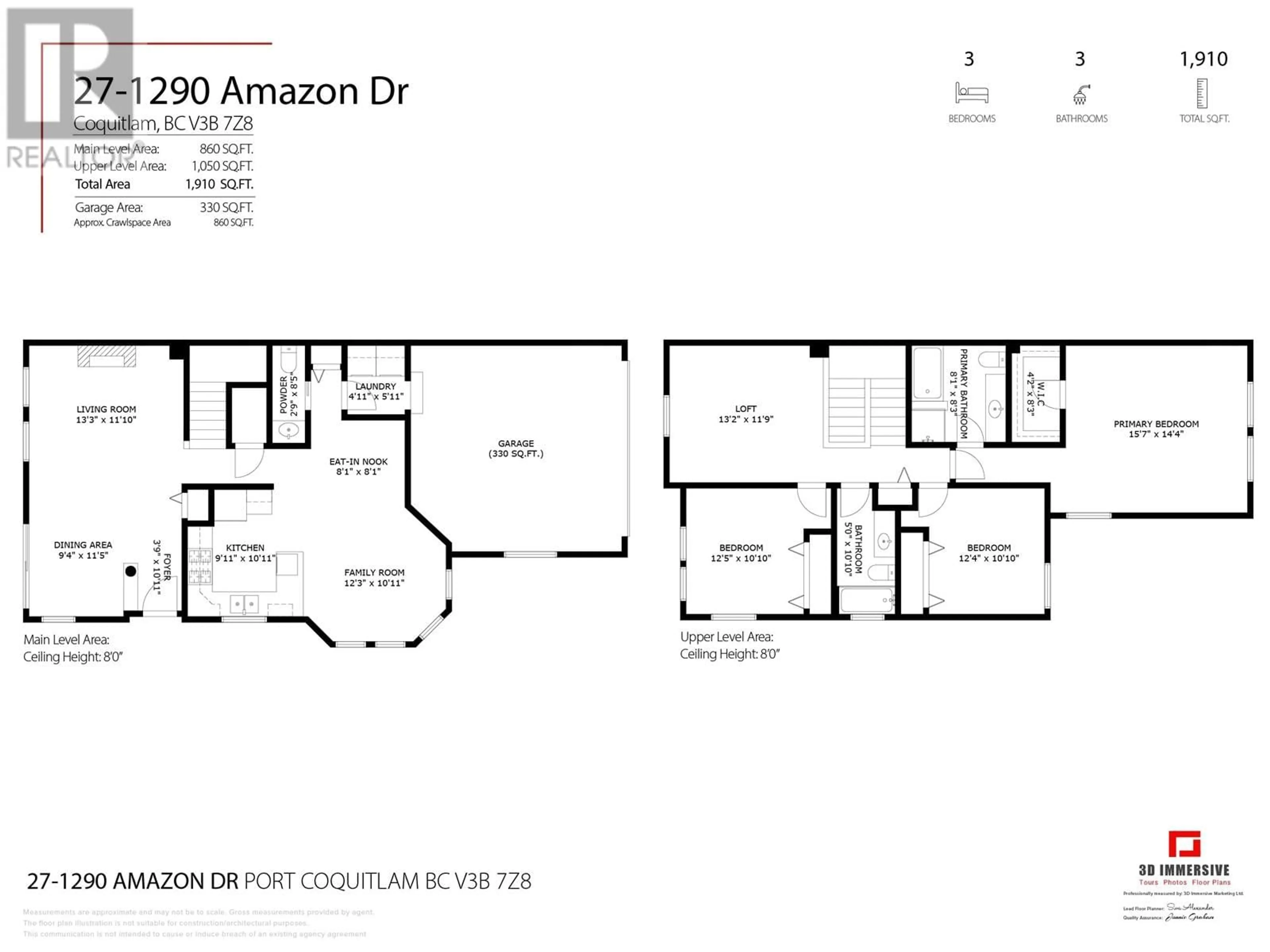 Floor plan for 27 - 1290 AMAZON DRIVE, Port Coquitlam British Columbia V3B7Z8