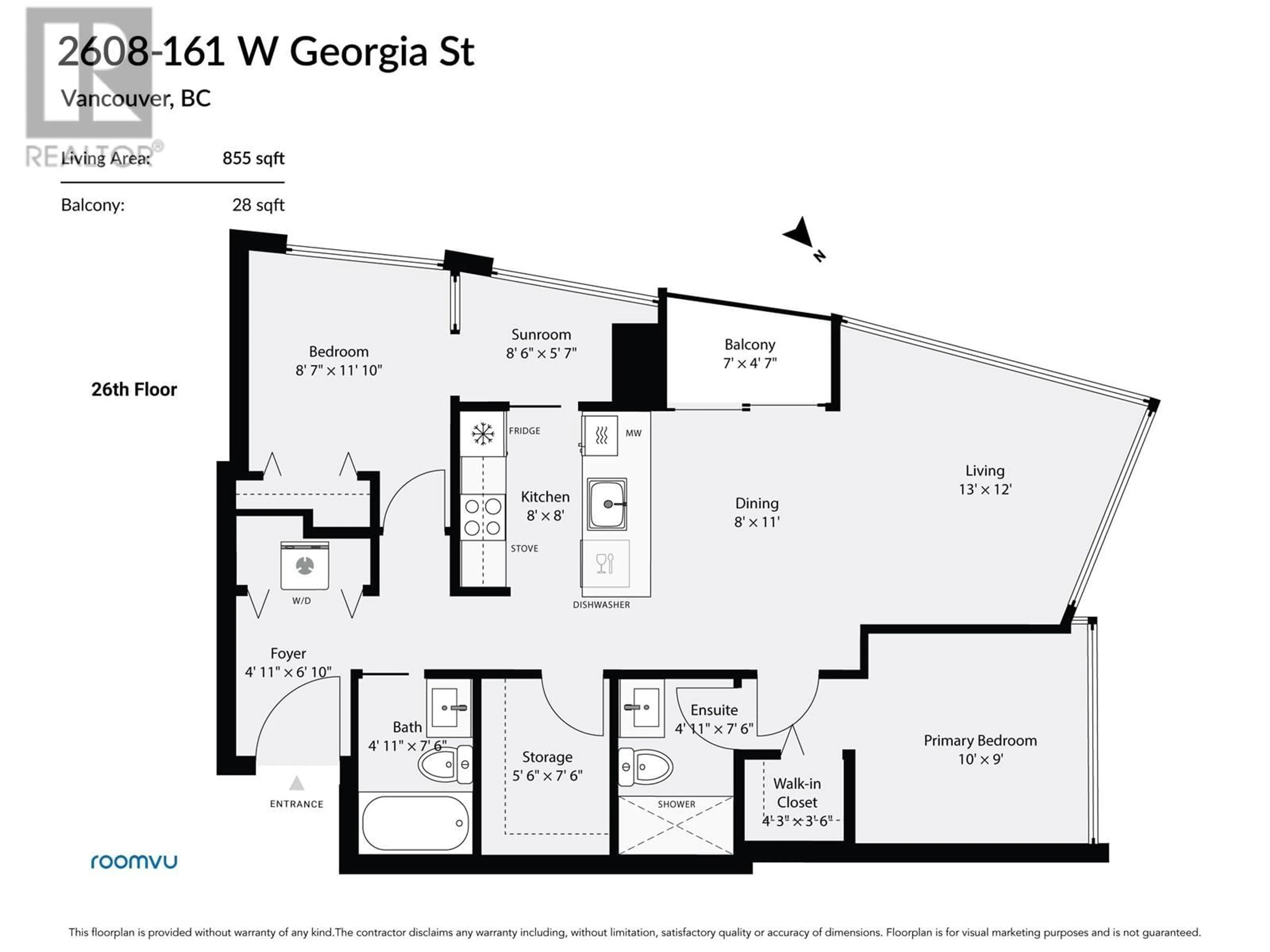 Floor plan for 2608 - 161 GEORGIA STREET, Vancouver British Columbia V6B0K9