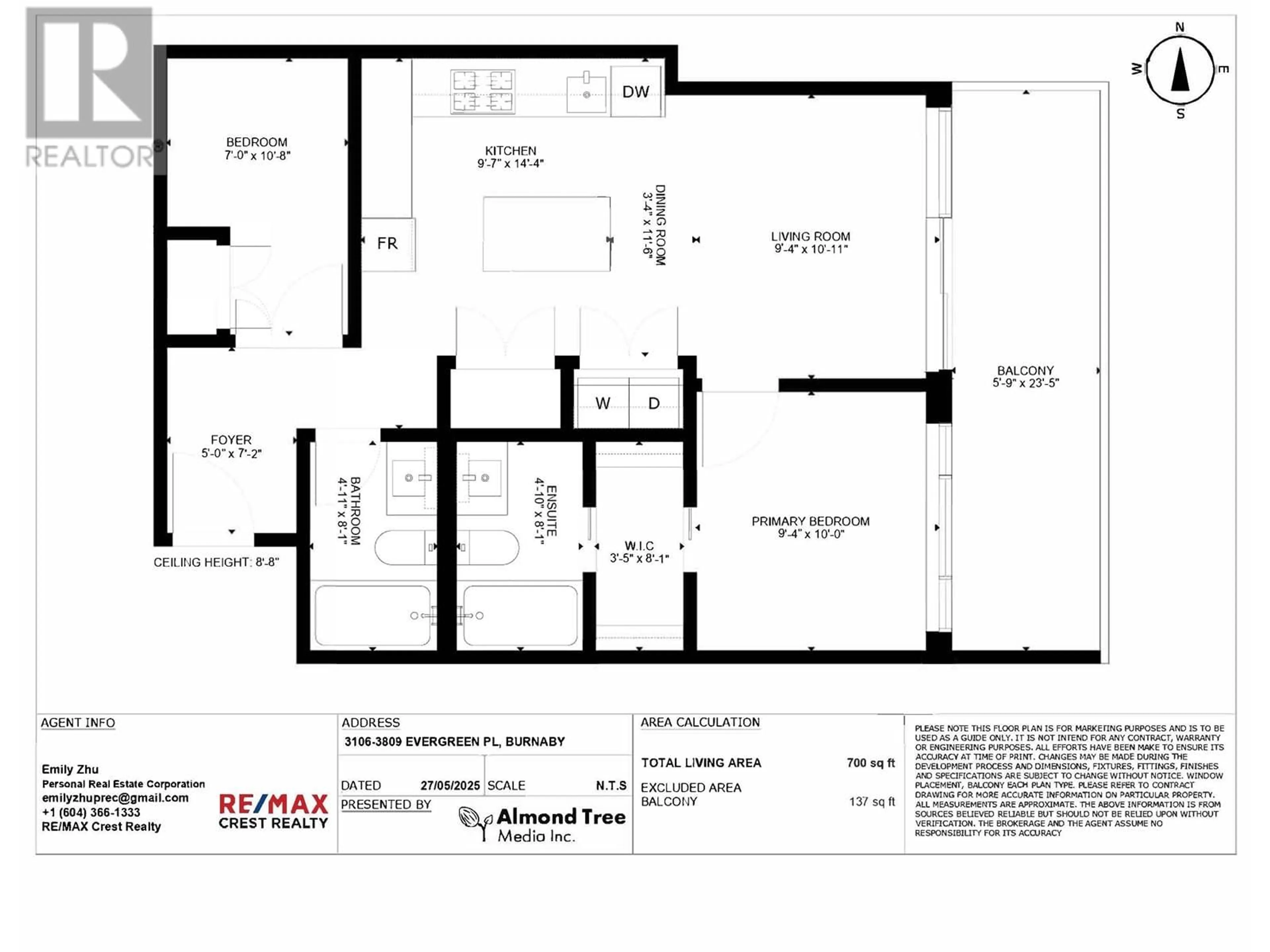 Floor plan for 3106 - 3809 EVERGREEN PLACE, Burnaby British Columbia V3J0M1