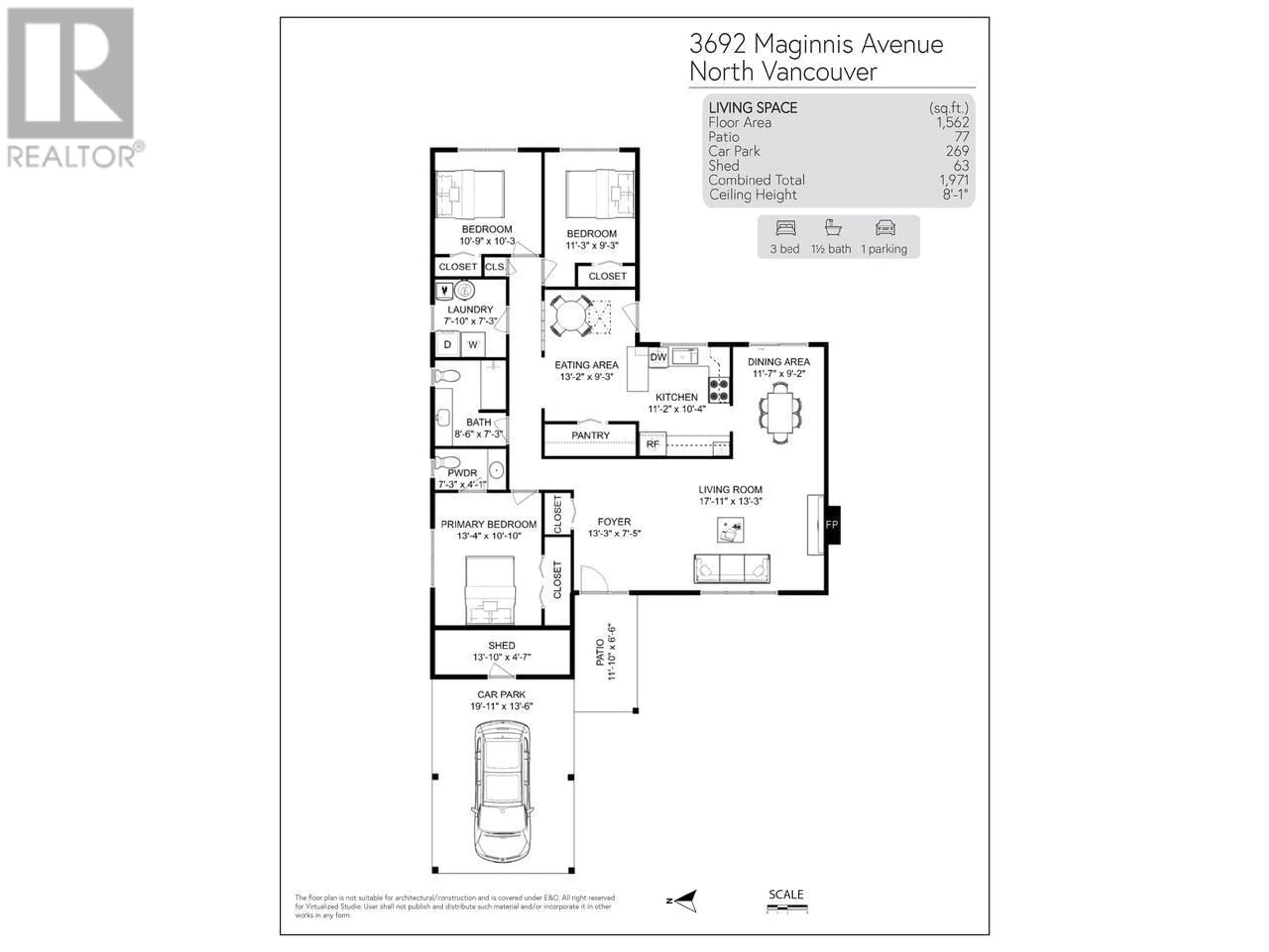 Floor plan for 3692 MAGINNIS AVENUE, North Vancouver British Columbia V7K2L6