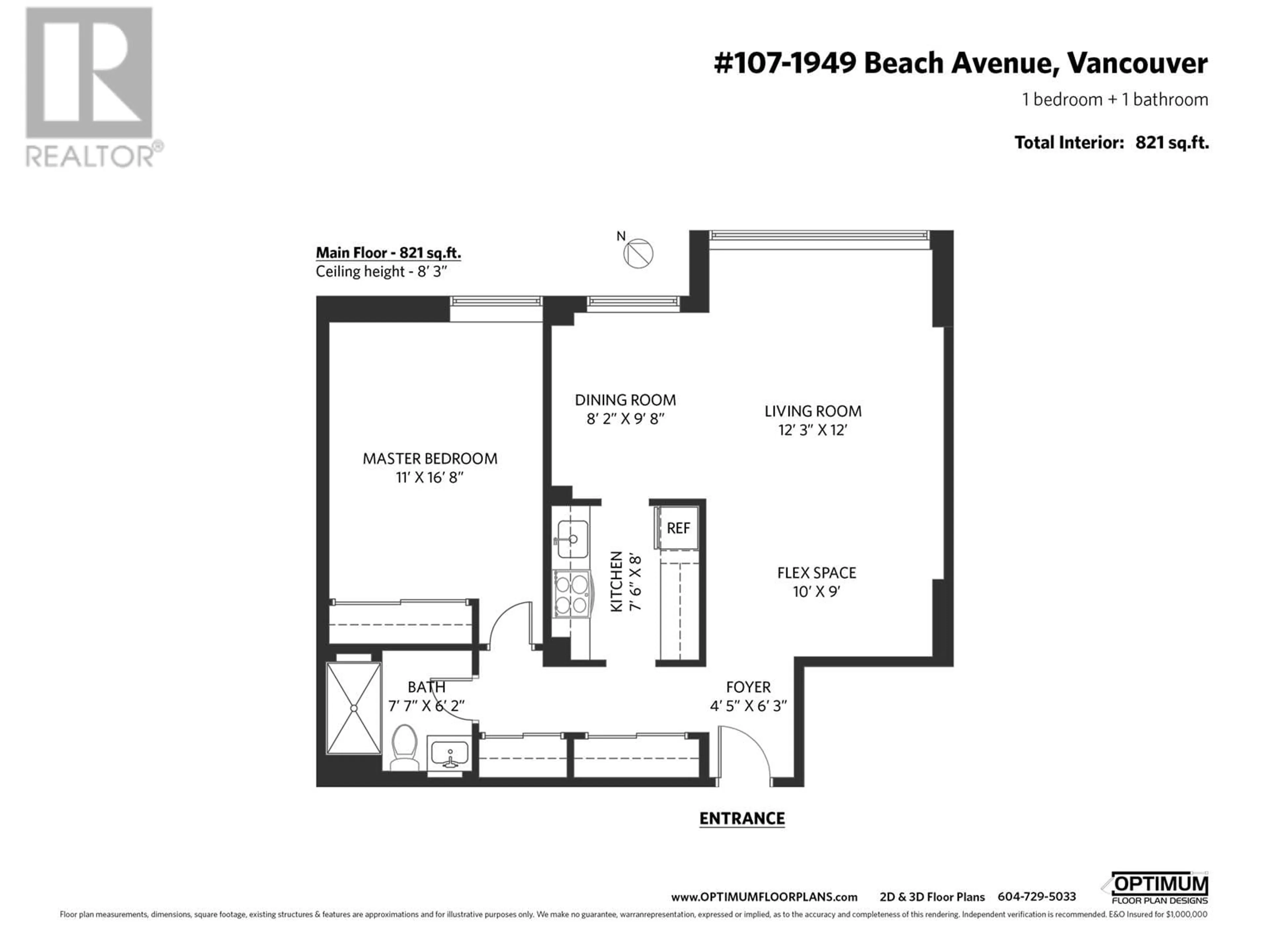 Floor plan for 107 - 1949 BEACH AVENUE, Vancouver British Columbia V6G1Z2