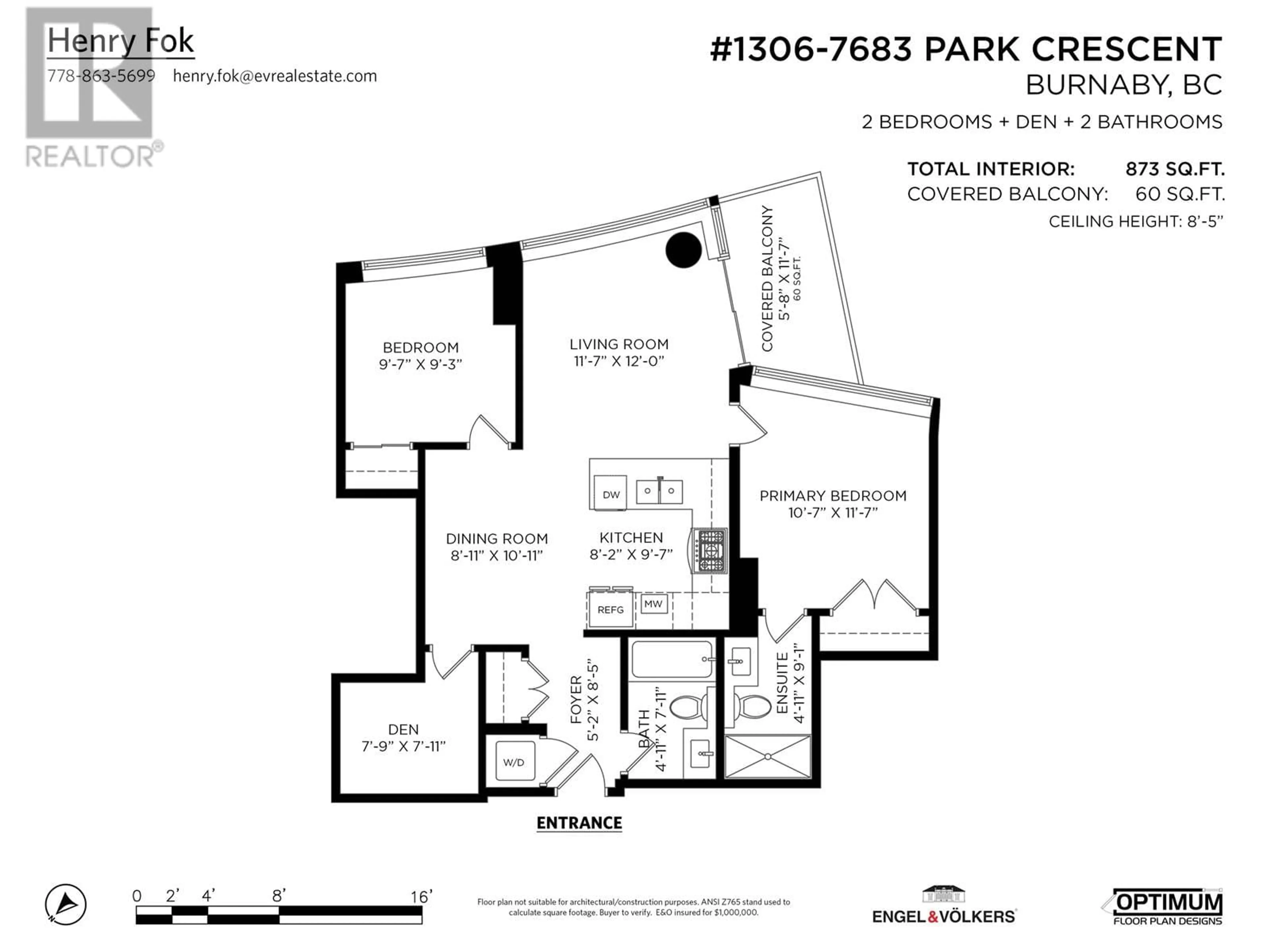 Floor plan for 1306 - 7683 PARK CRESCENT, Burnaby British Columbia V3N0J3