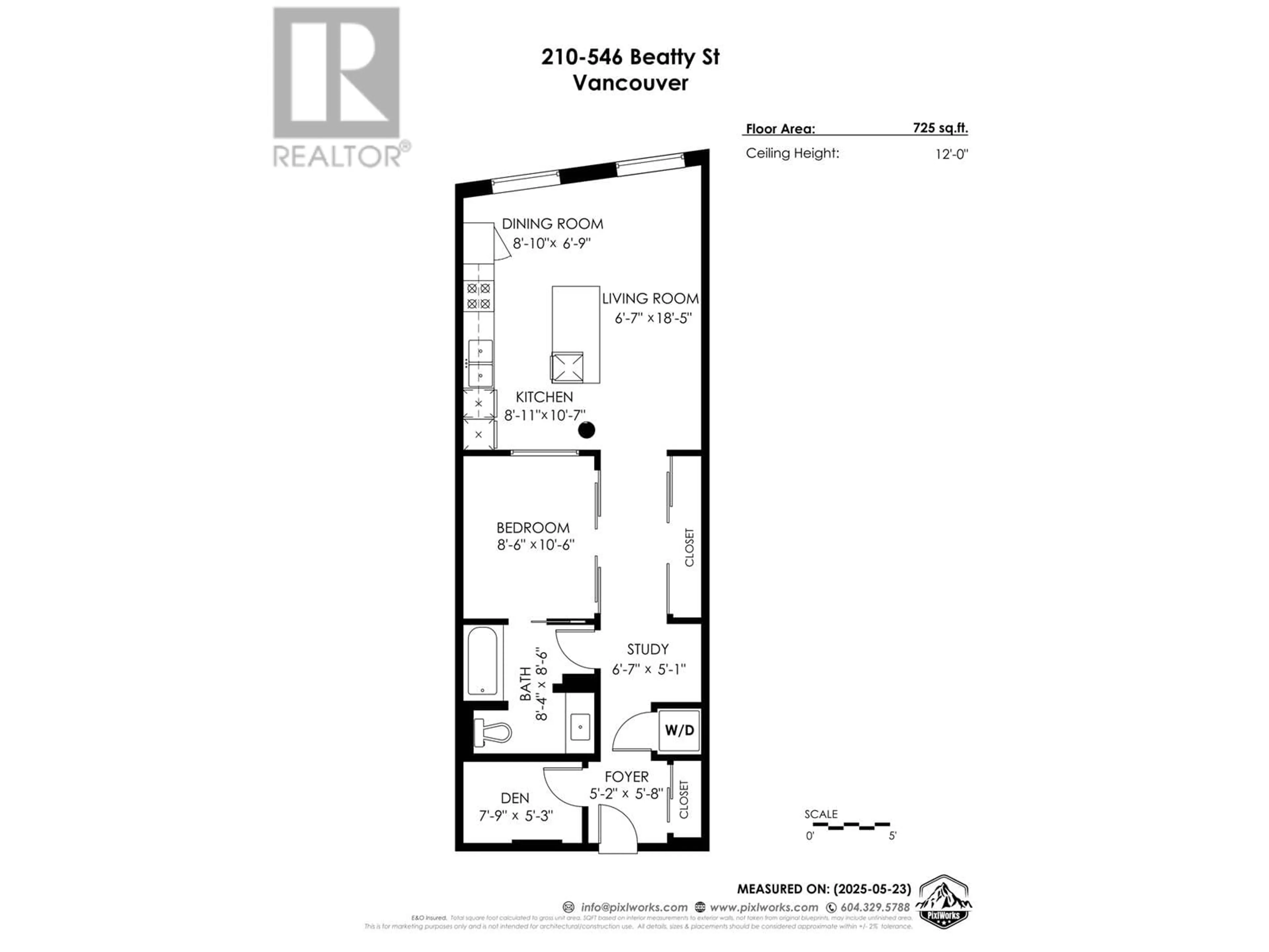 Floor plan for 210 - 546 BEATTY STREET, Vancouver British Columbia V6B0C5