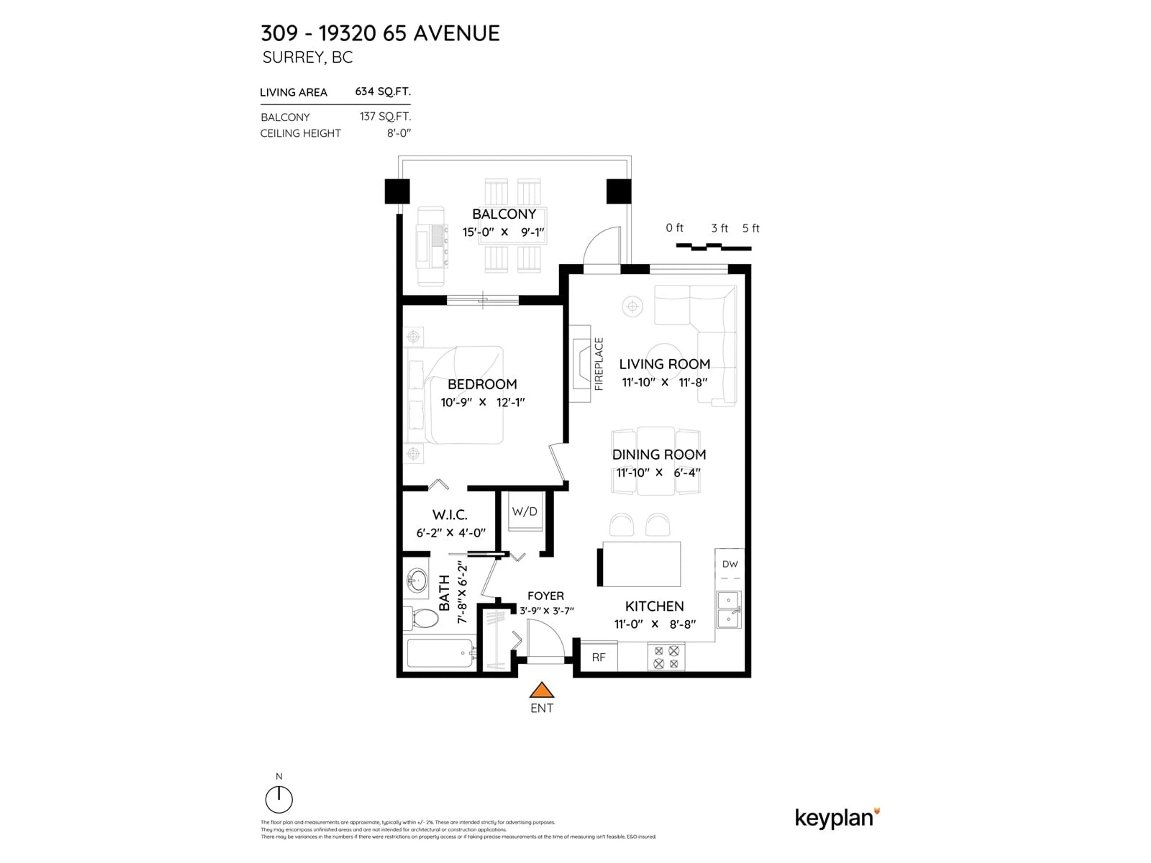 Floor plan for 309 - 19320 65, Surrey British Columbia V4N0A3