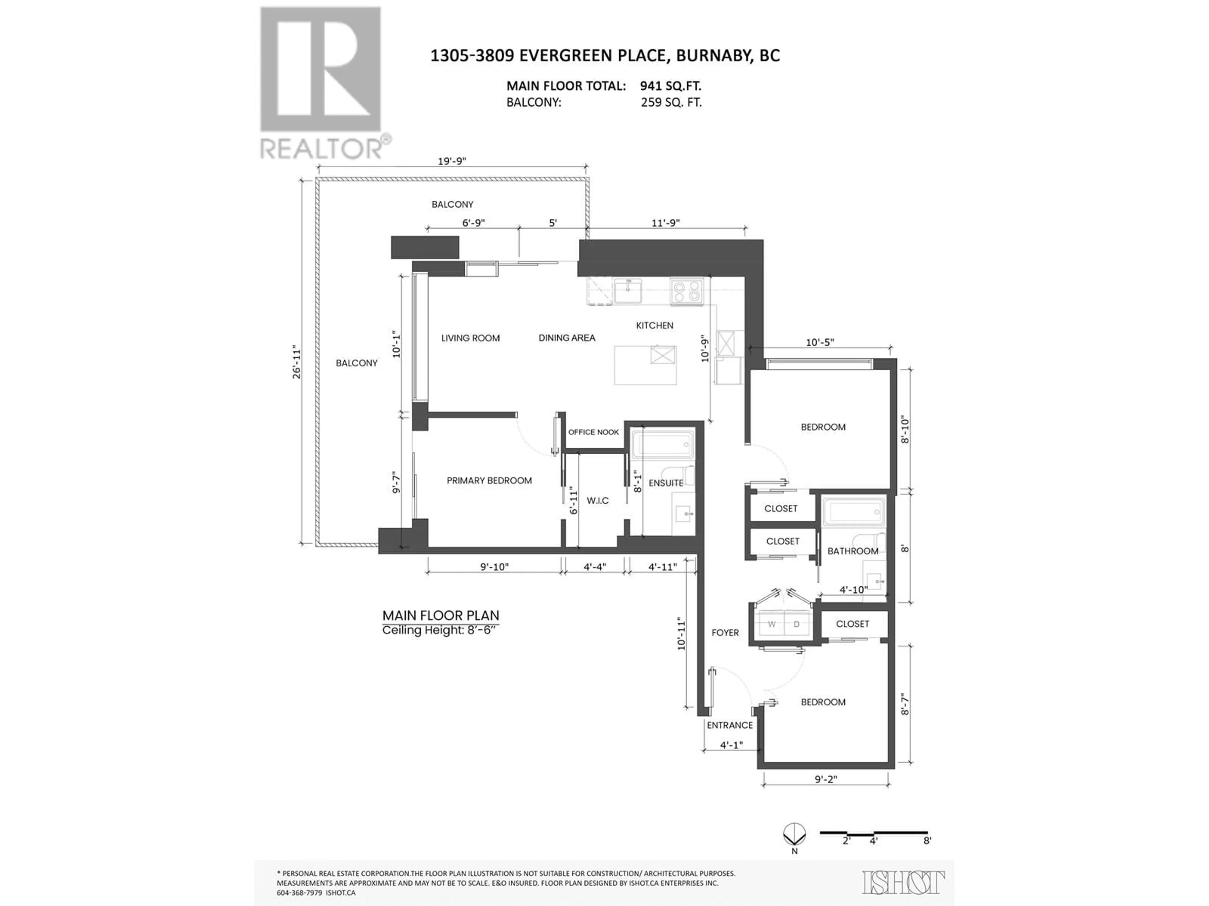 Floor plan for 1305 - 3809 EVERGREEN PLACE, Burnaby British Columbia V3J0M1