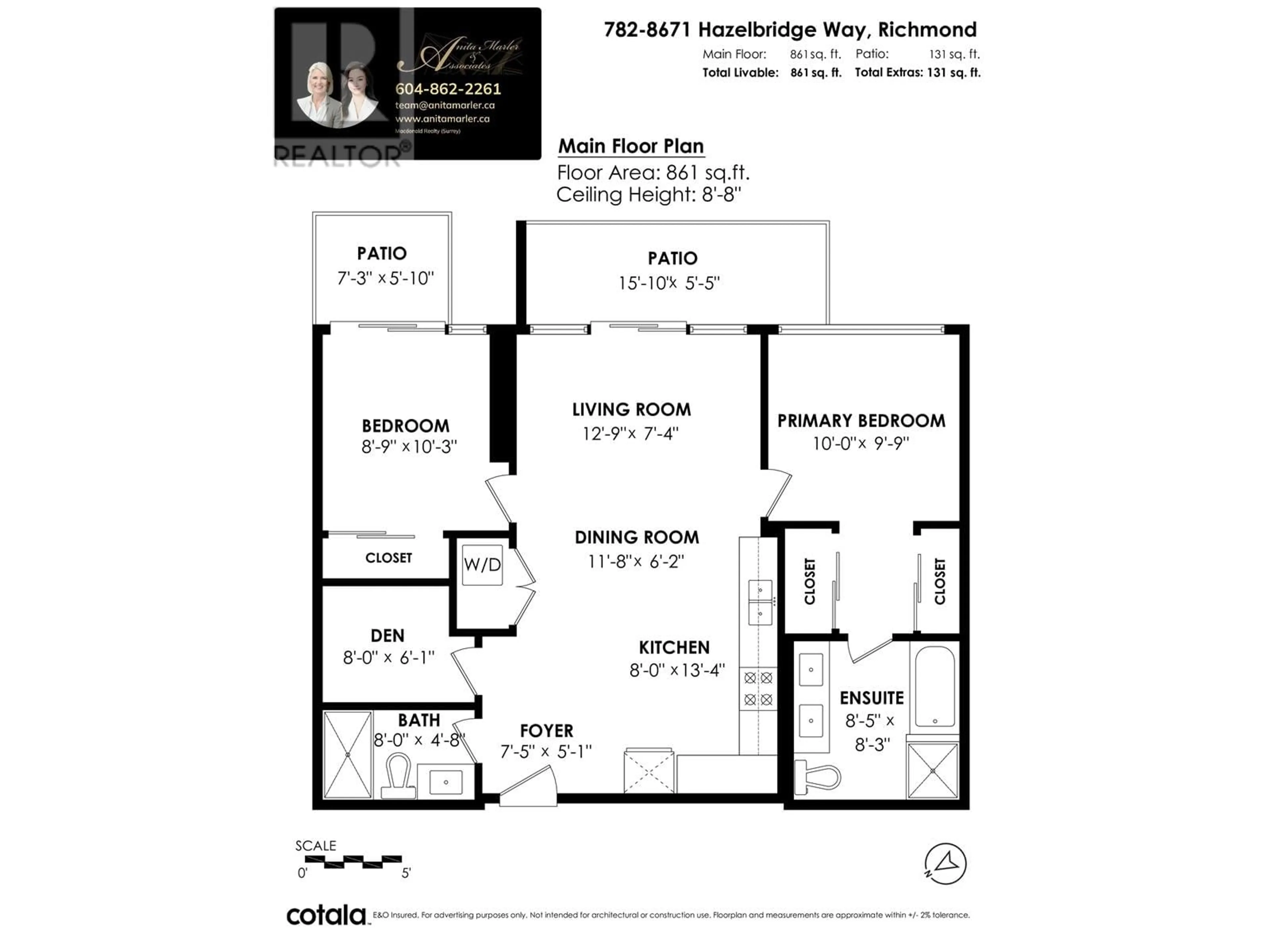 Floor plan for 782 - 8671 HAZELBRIDGE WAY, Richmond British Columbia V6X1R3