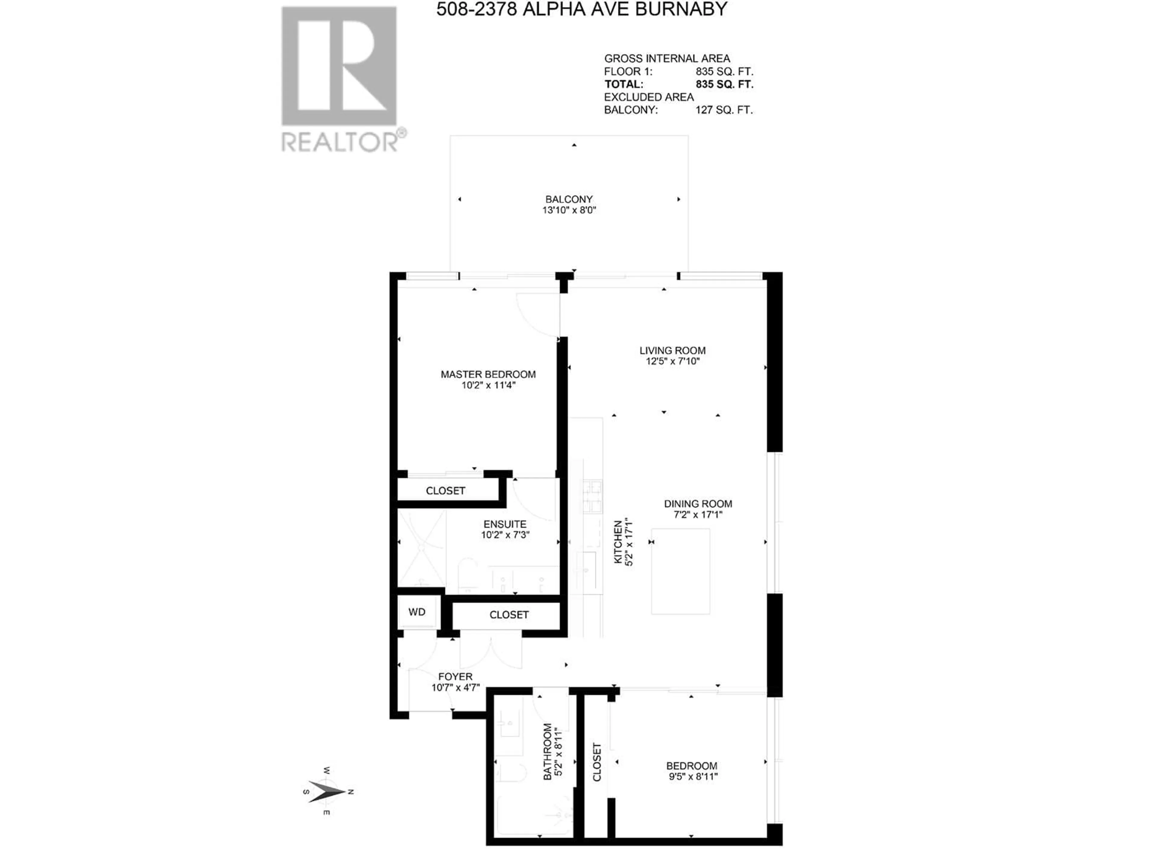 Floor plan for 508 - 2378 ALPHA AVENUE, Burnaby British Columbia V5C0K2