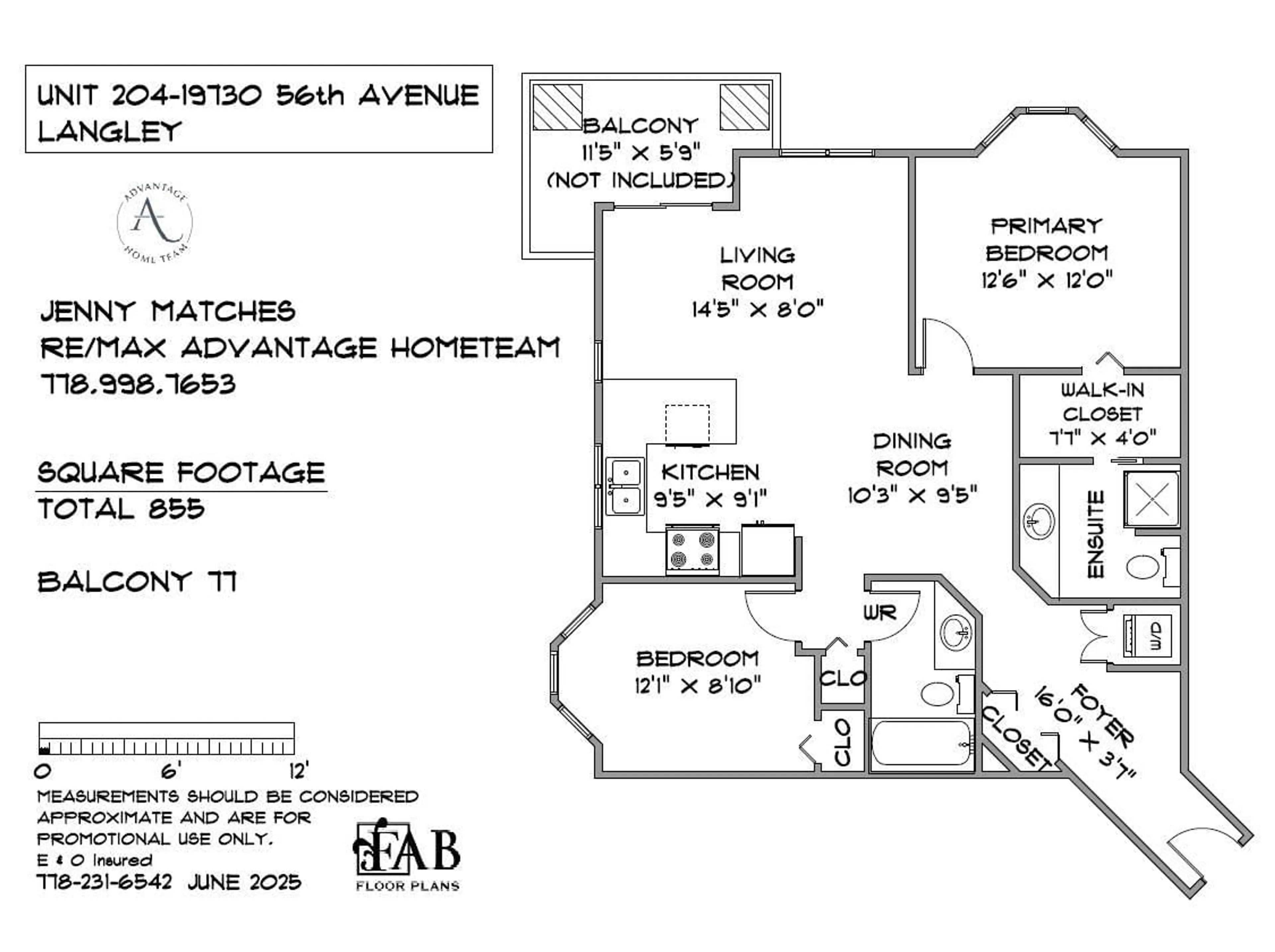 Floor plan for 204 - 19730 56, Langley British Columbia V3A3X6
