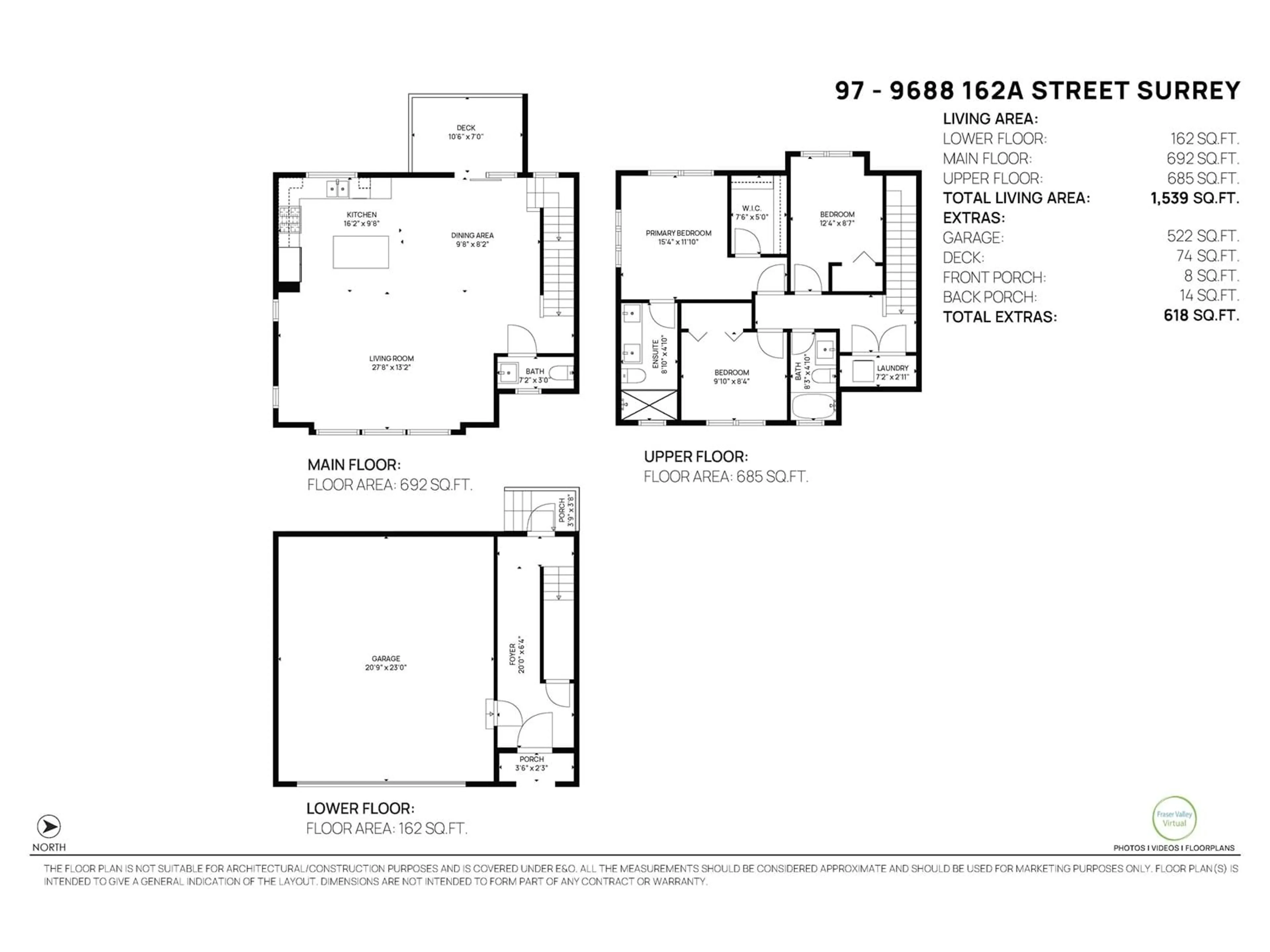 Floor plan for 97 - 9688 162A, Surrey British Columbia V4N6V3