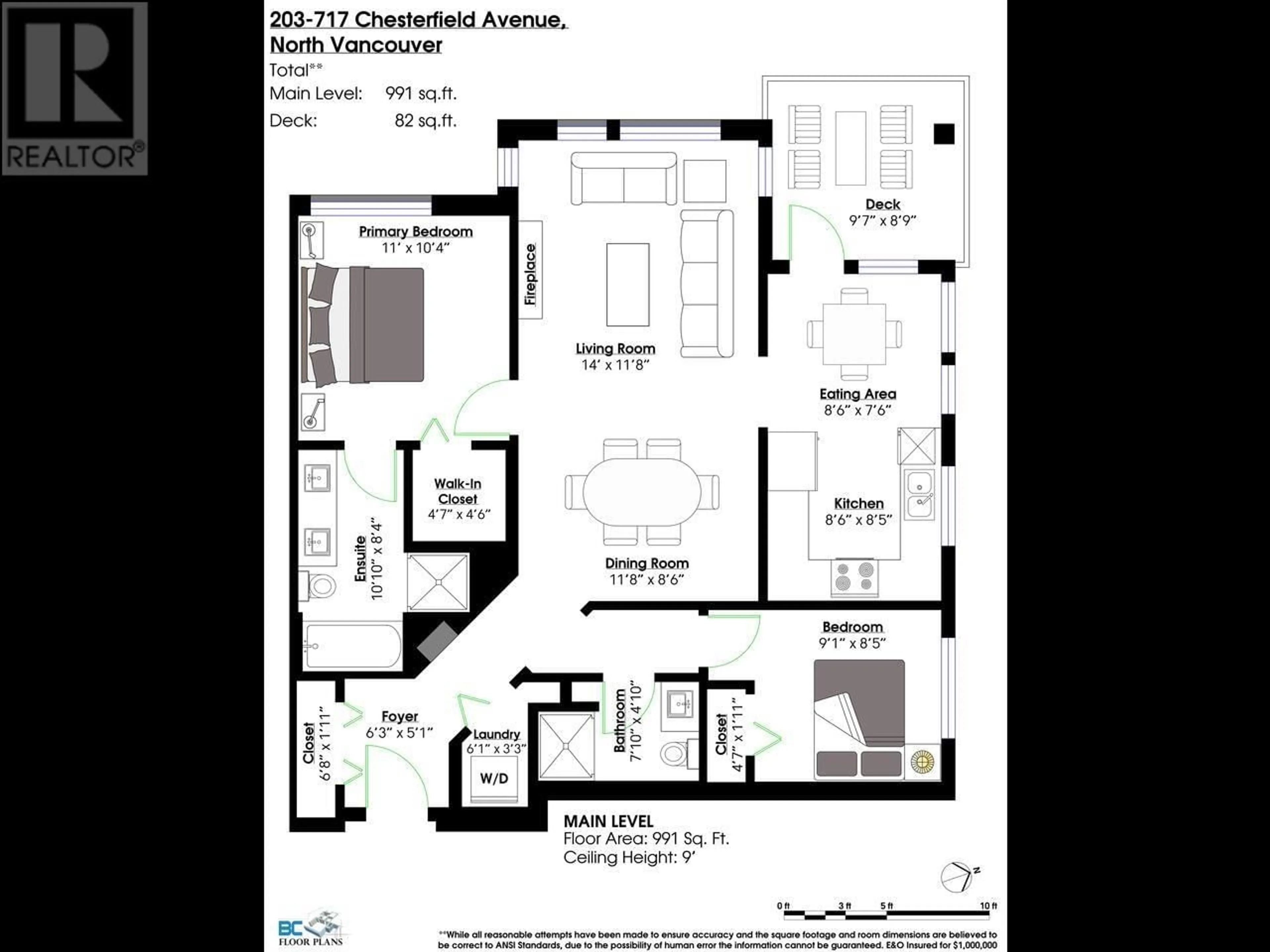 Floor plan for 203 - 717 CHESTERFIELD AVENUE, North Vancouver British Columbia V7M3L8