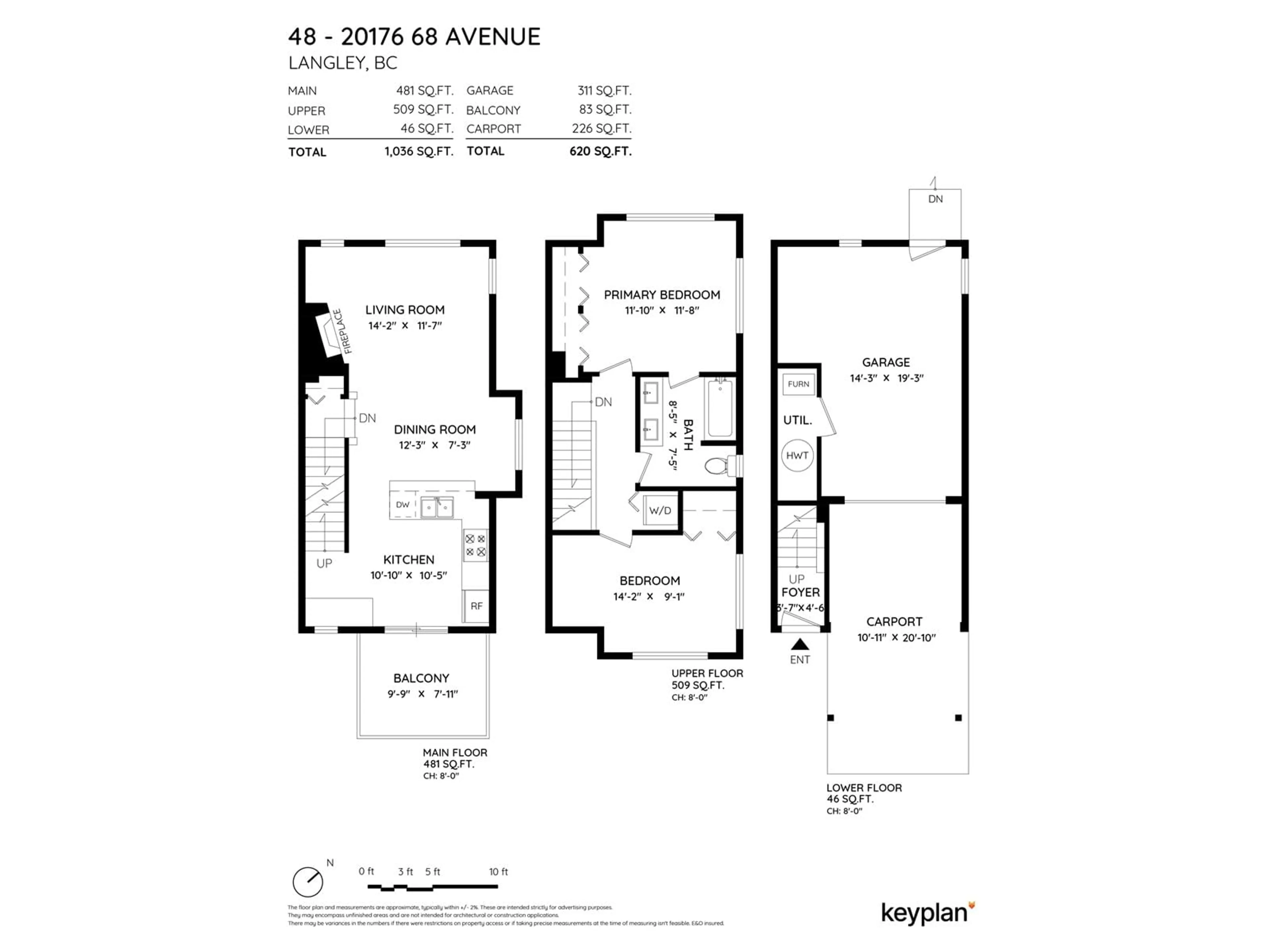 Floor plan for 48 - 20176 68, Langley British Columbia V2Y2X7