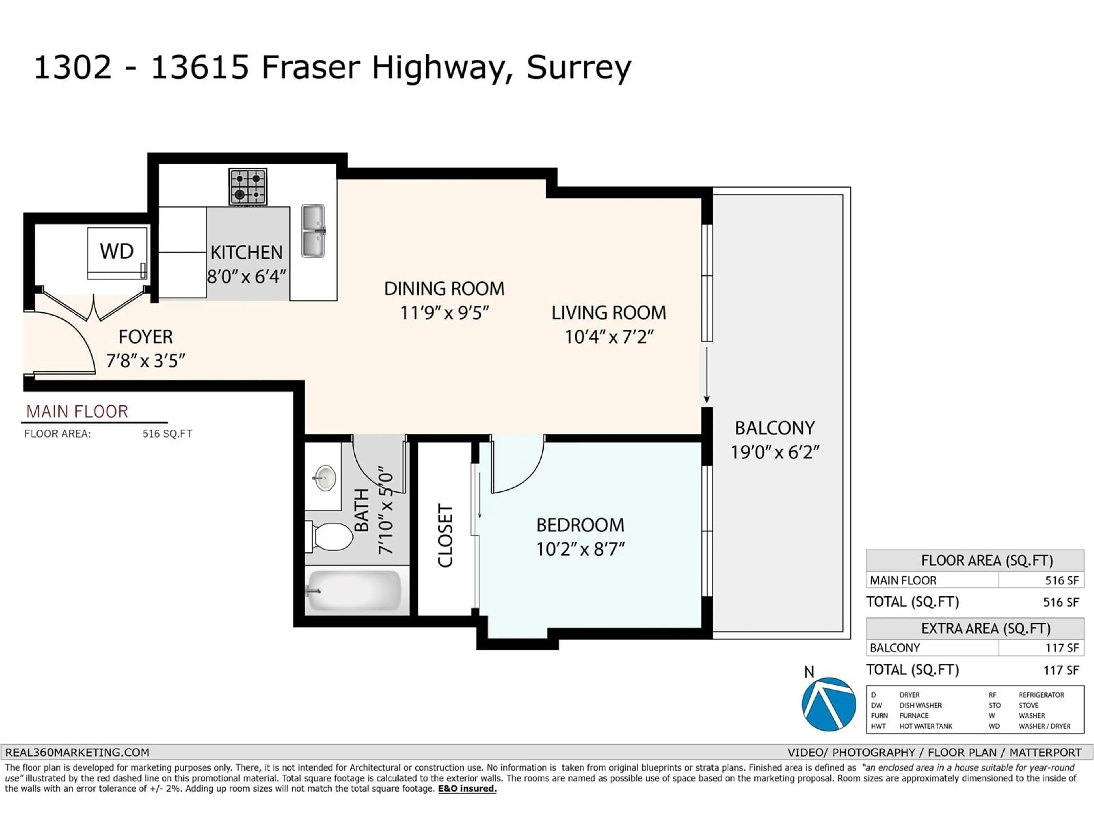Floor plan for 1302 - 13615 FRASER, Surrey British Columbia V3T0P7