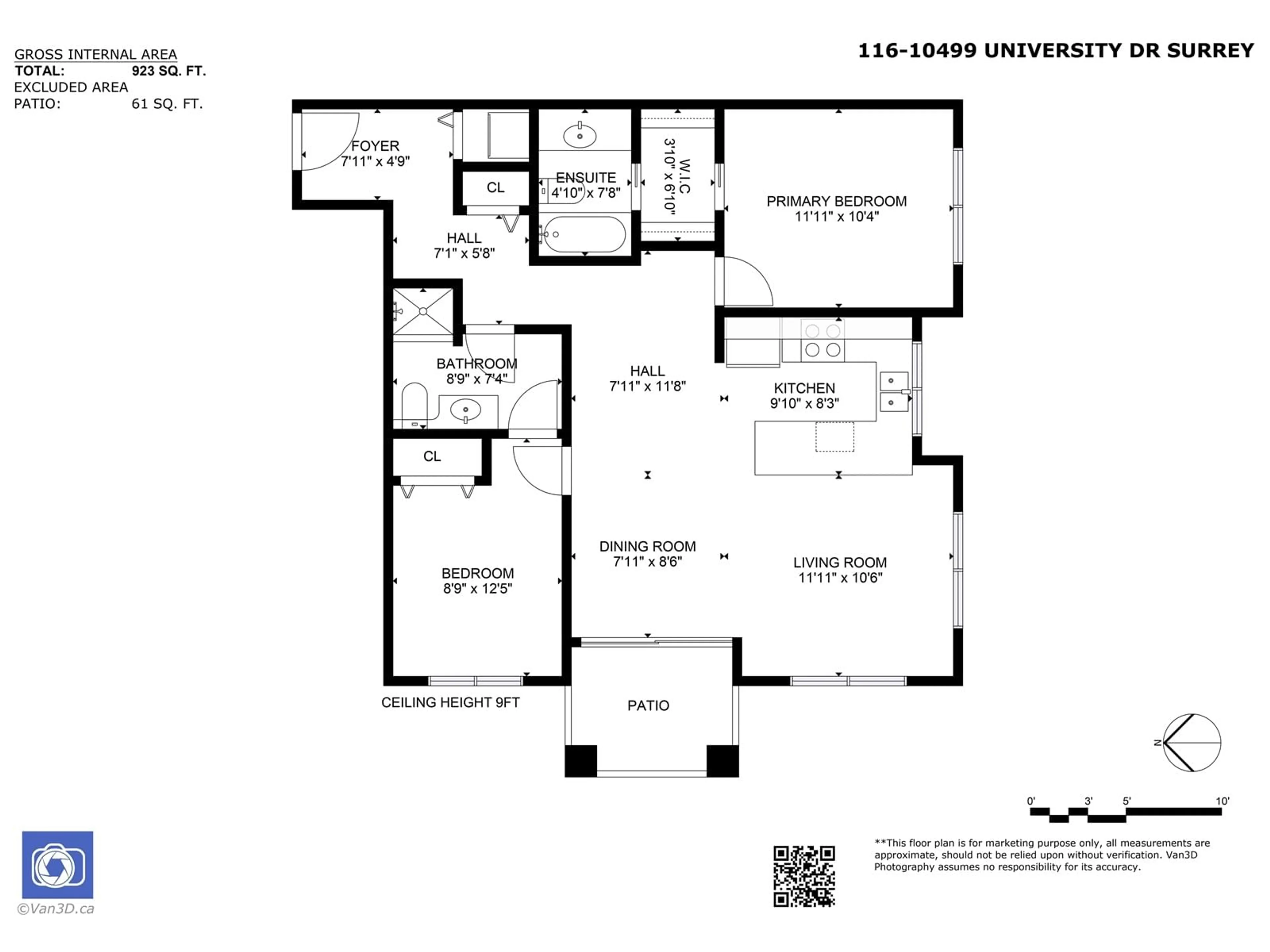 Floor plan for 116 - 10499 UNIVERSITY, Surrey British Columbia V3T0A4