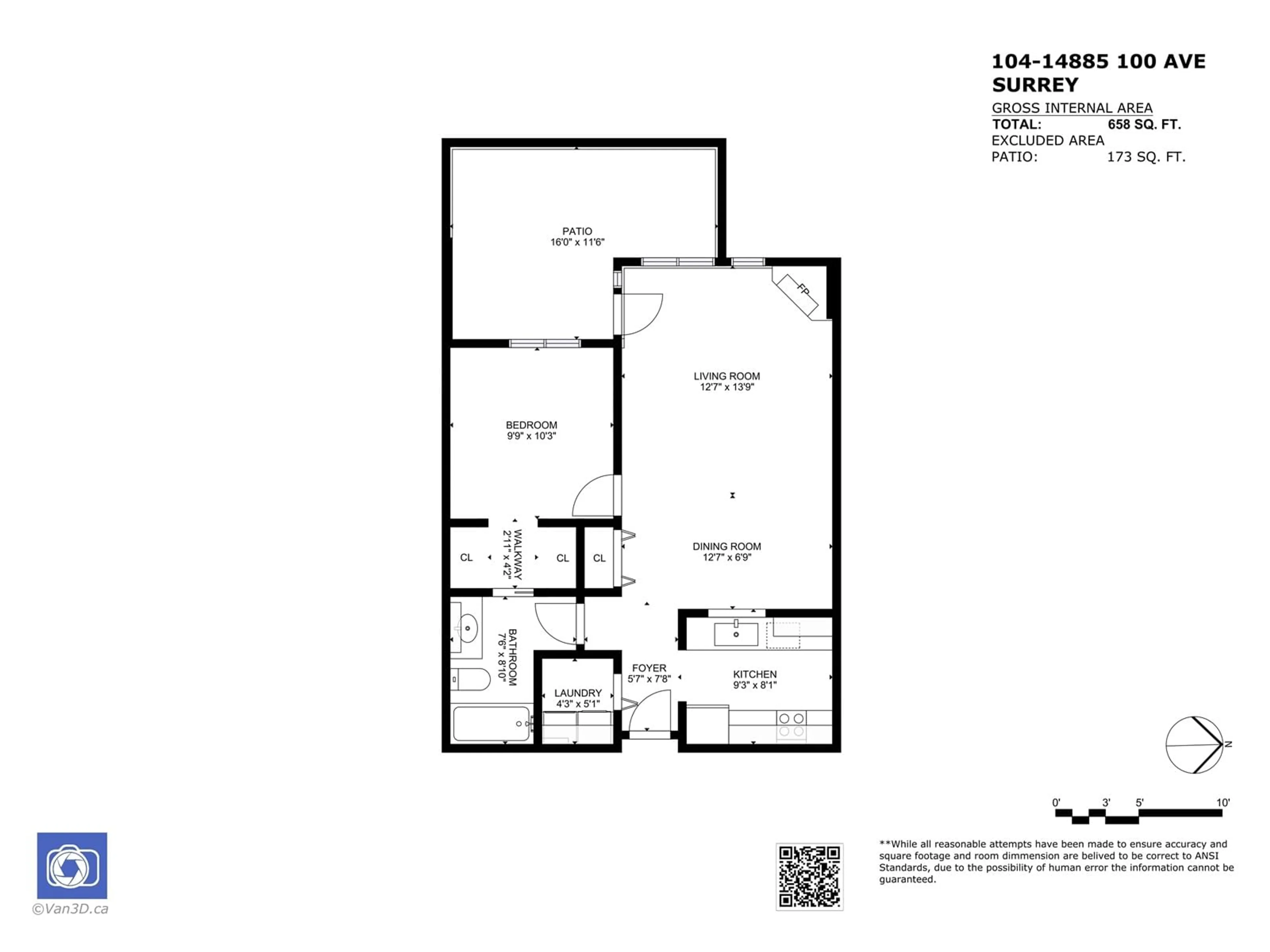 Floor plan for 104 - 14885 100, Surrey British Columbia V3R0W1