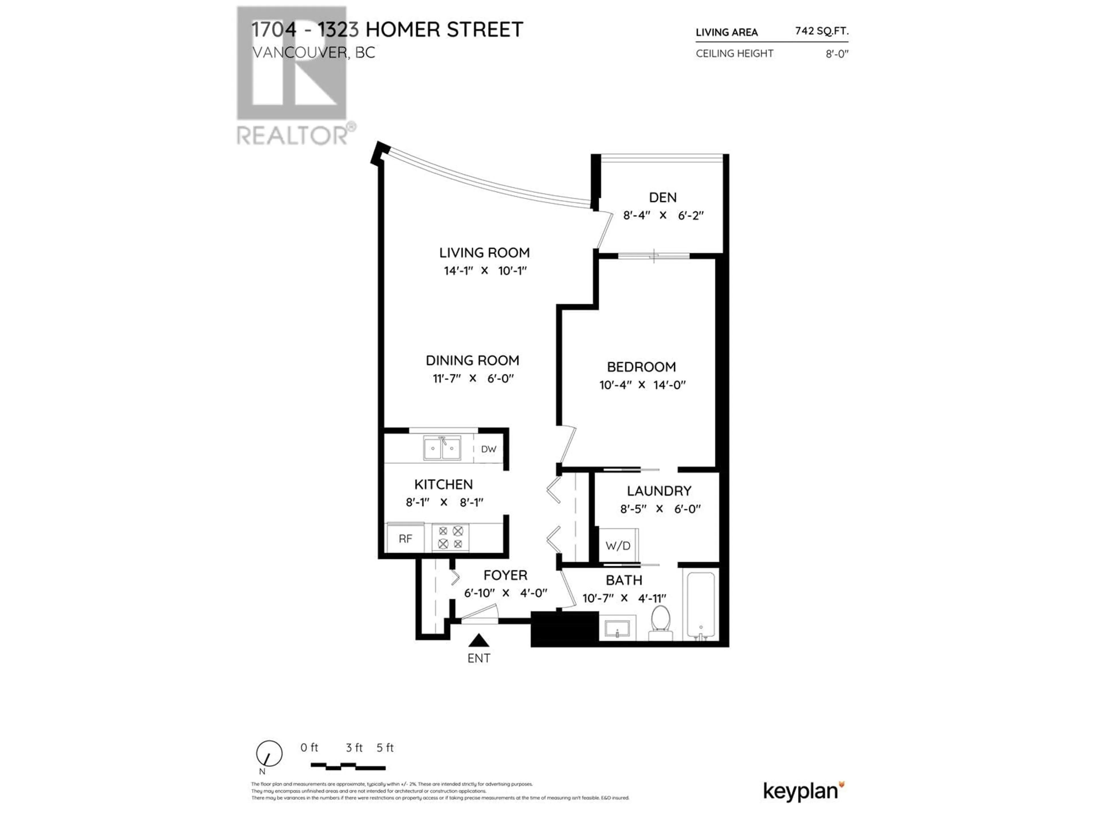 Floor plan for 1704 - 1323 HOMER STREET, Vancouver British Columbia V6B5T1