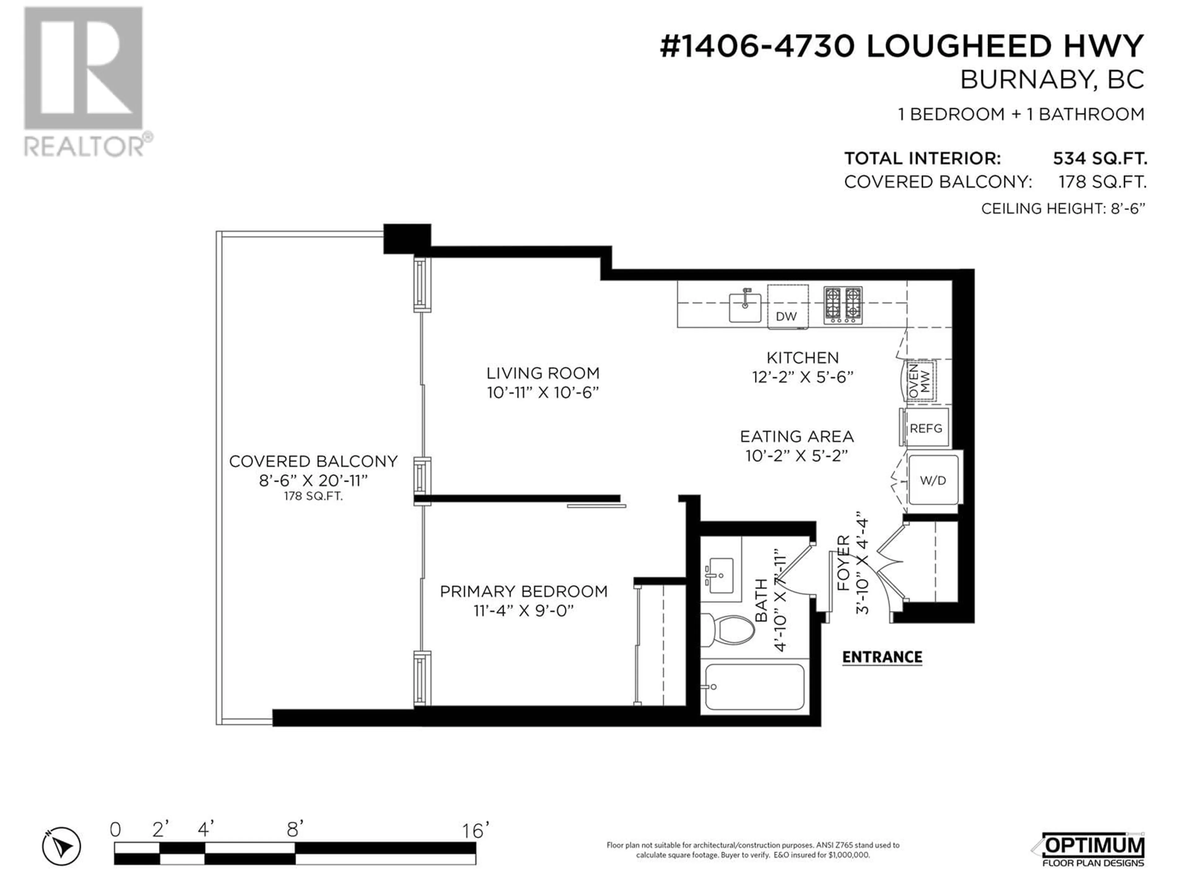 Floor plan for 1406 - 4730 LOUGHEED HIGHWAY, Burnaby British Columbia V5C0M9