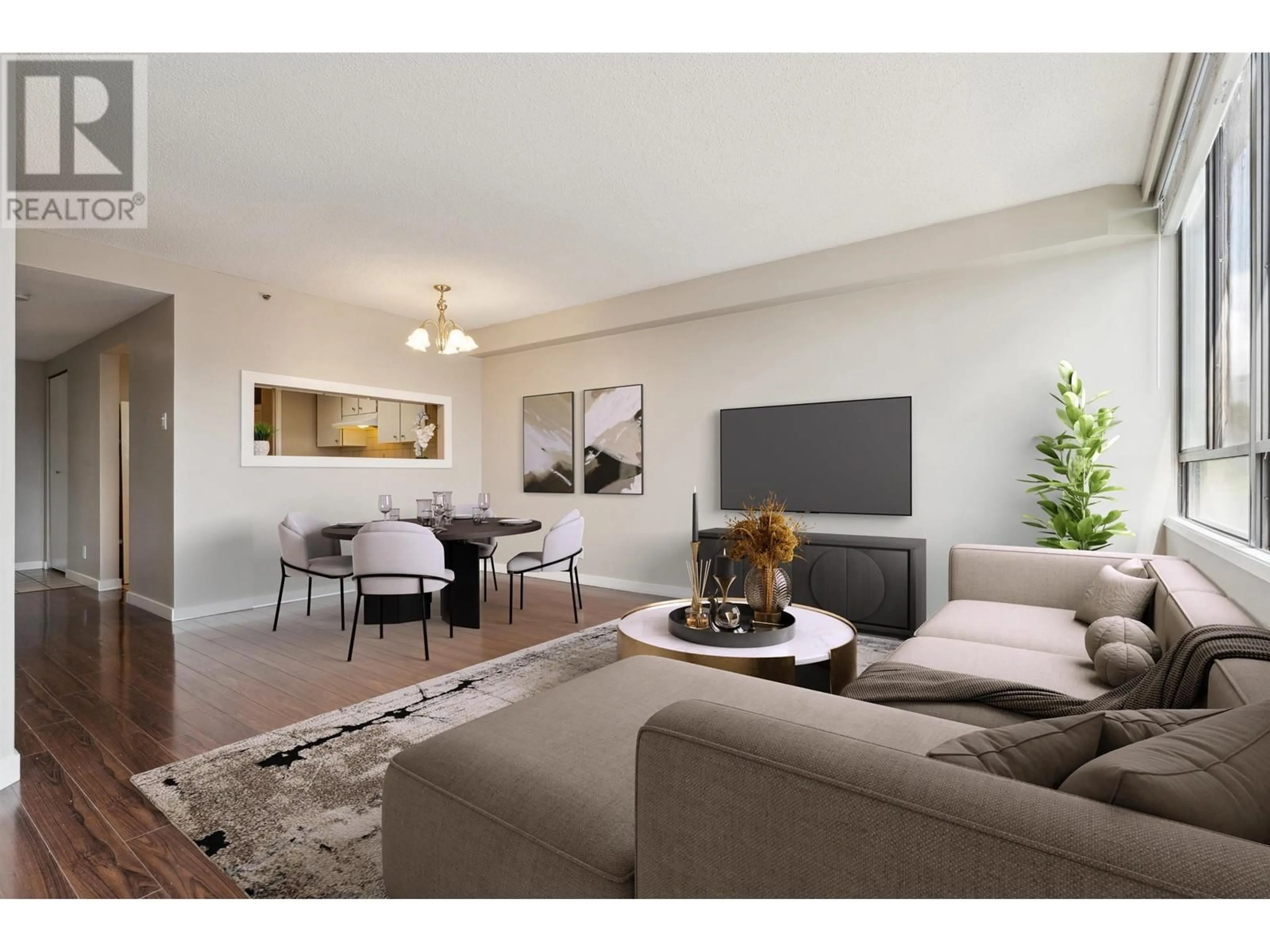 Living room with furniture, wood/laminate floor for 1105 - 460 WESTVIEW STREET, Coquitlam British Columbia V3K6C9