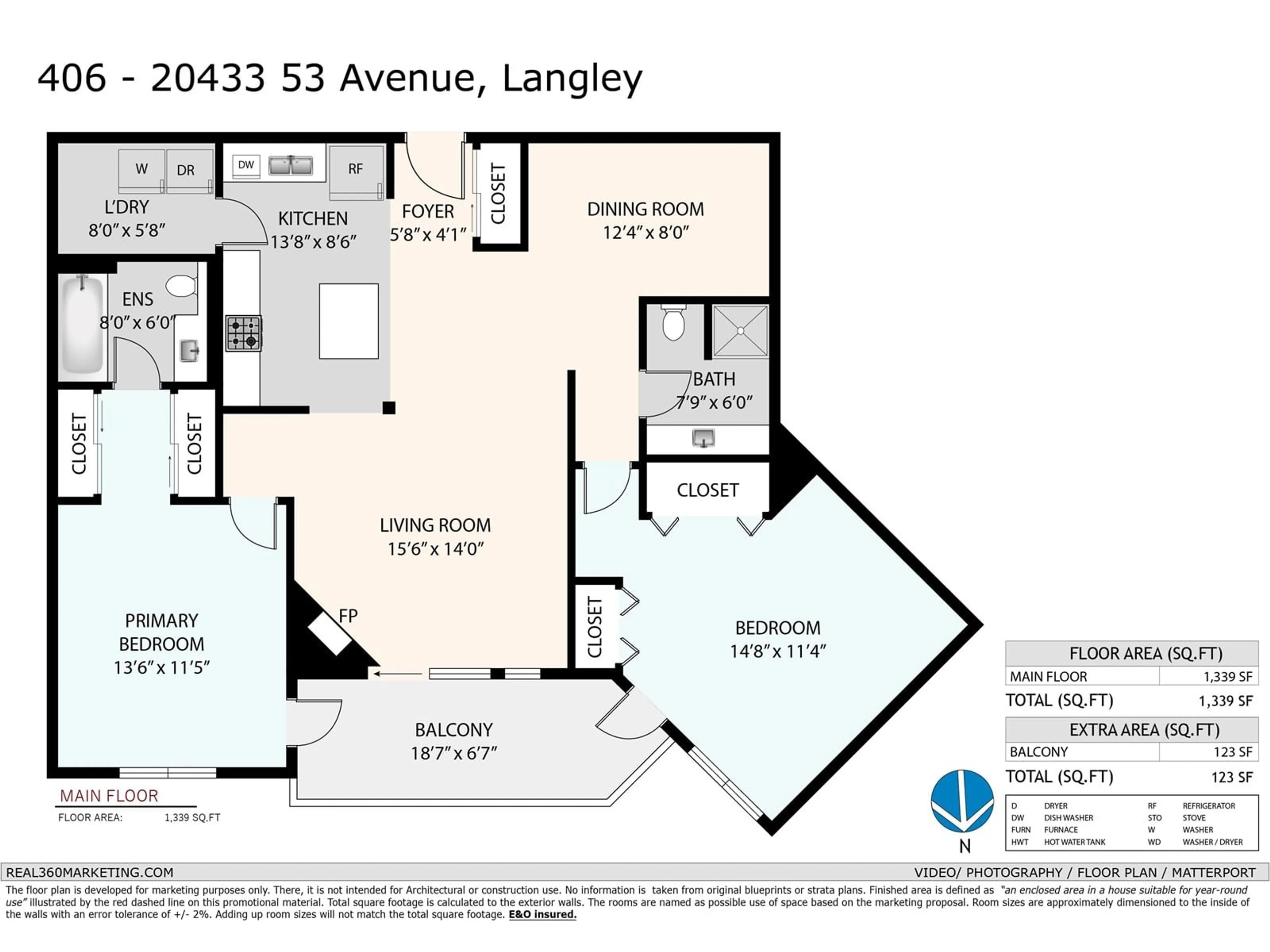 Floor plan for 406 - 20433 53, Langley British Columbia V3A7A6