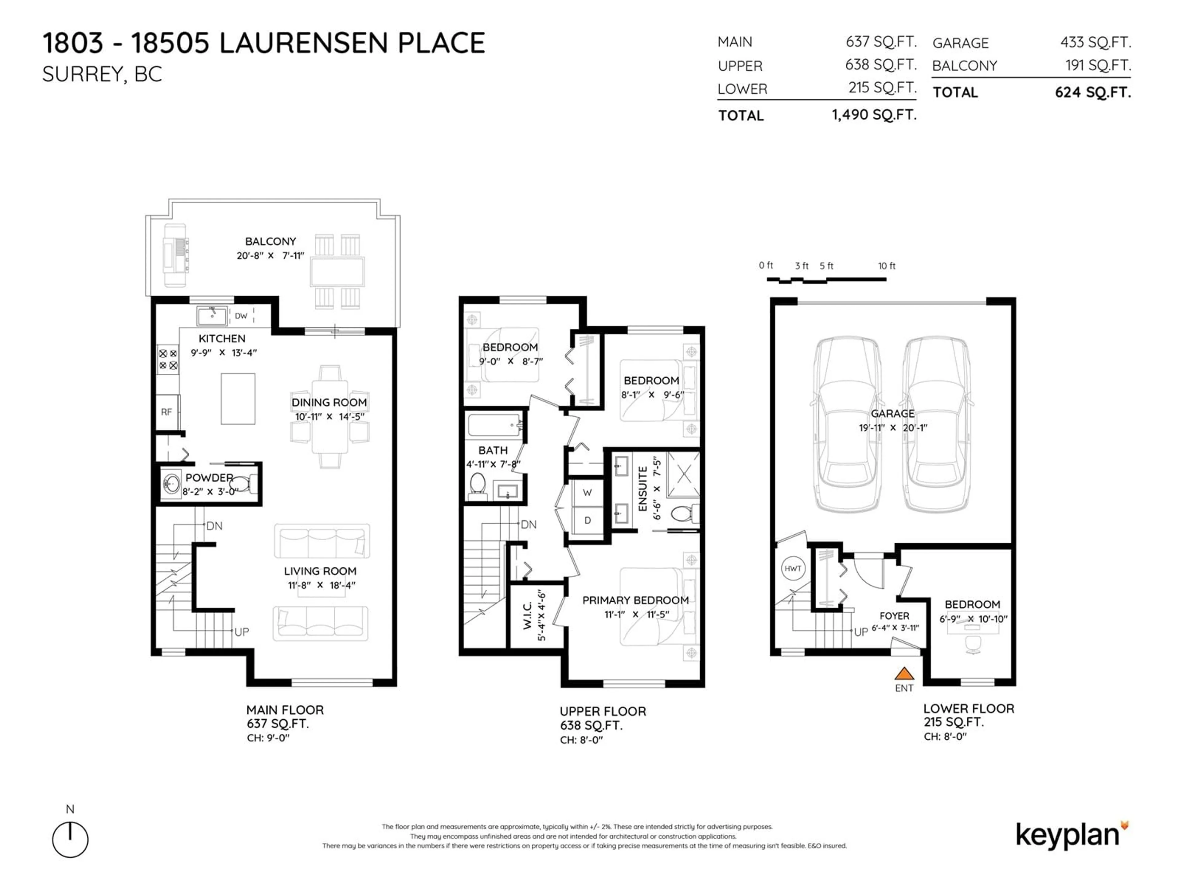 Floor plan for #1803 - 18505 LAURENSEN, Surrey British Columbia V4N6R7