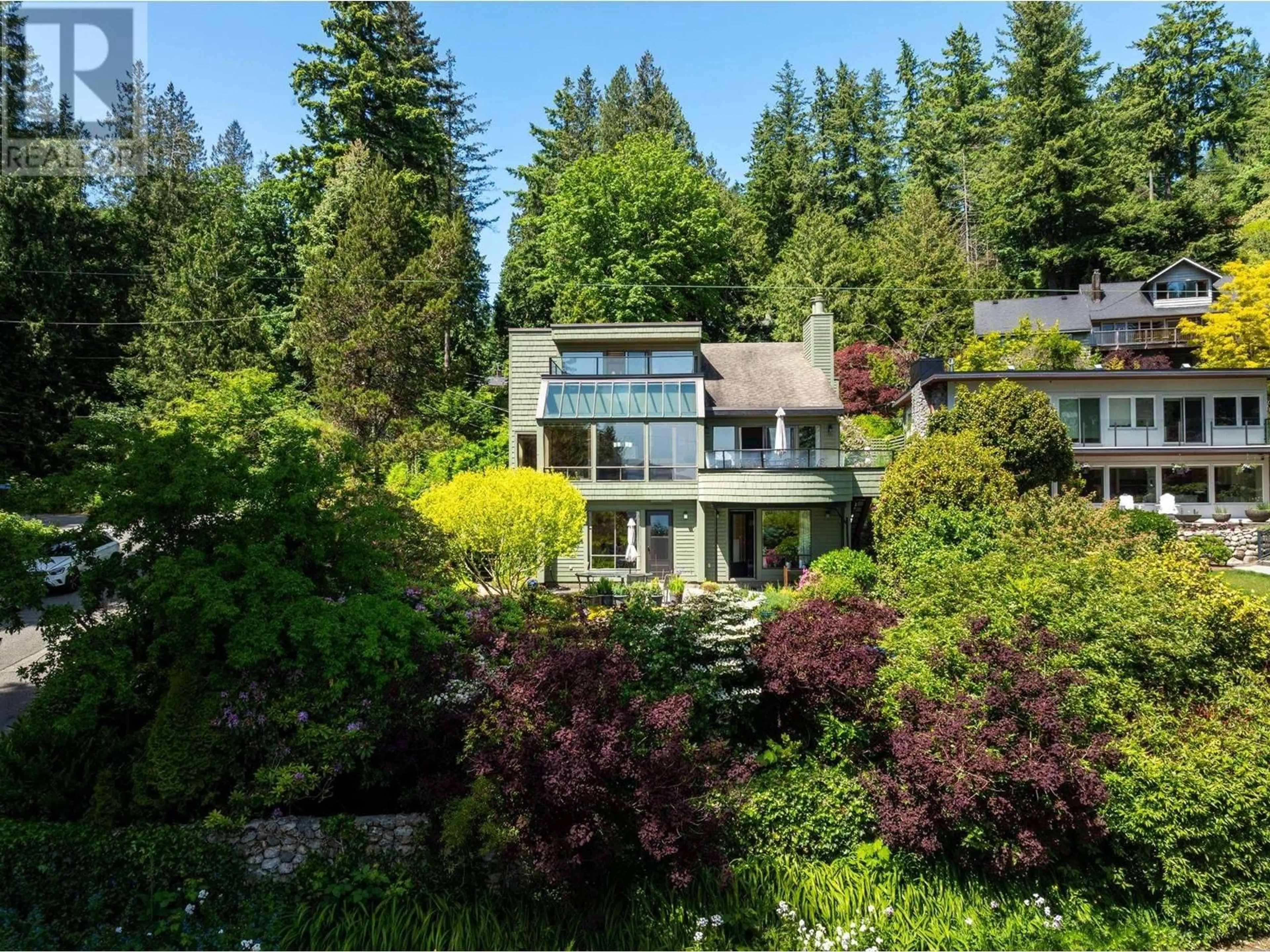 A pic from outside/outdoor area/front of a property/back of a property/a pic from drone, forest/trees view for 4807 THE DALE, West Vancouver British Columbia V7W1K2
