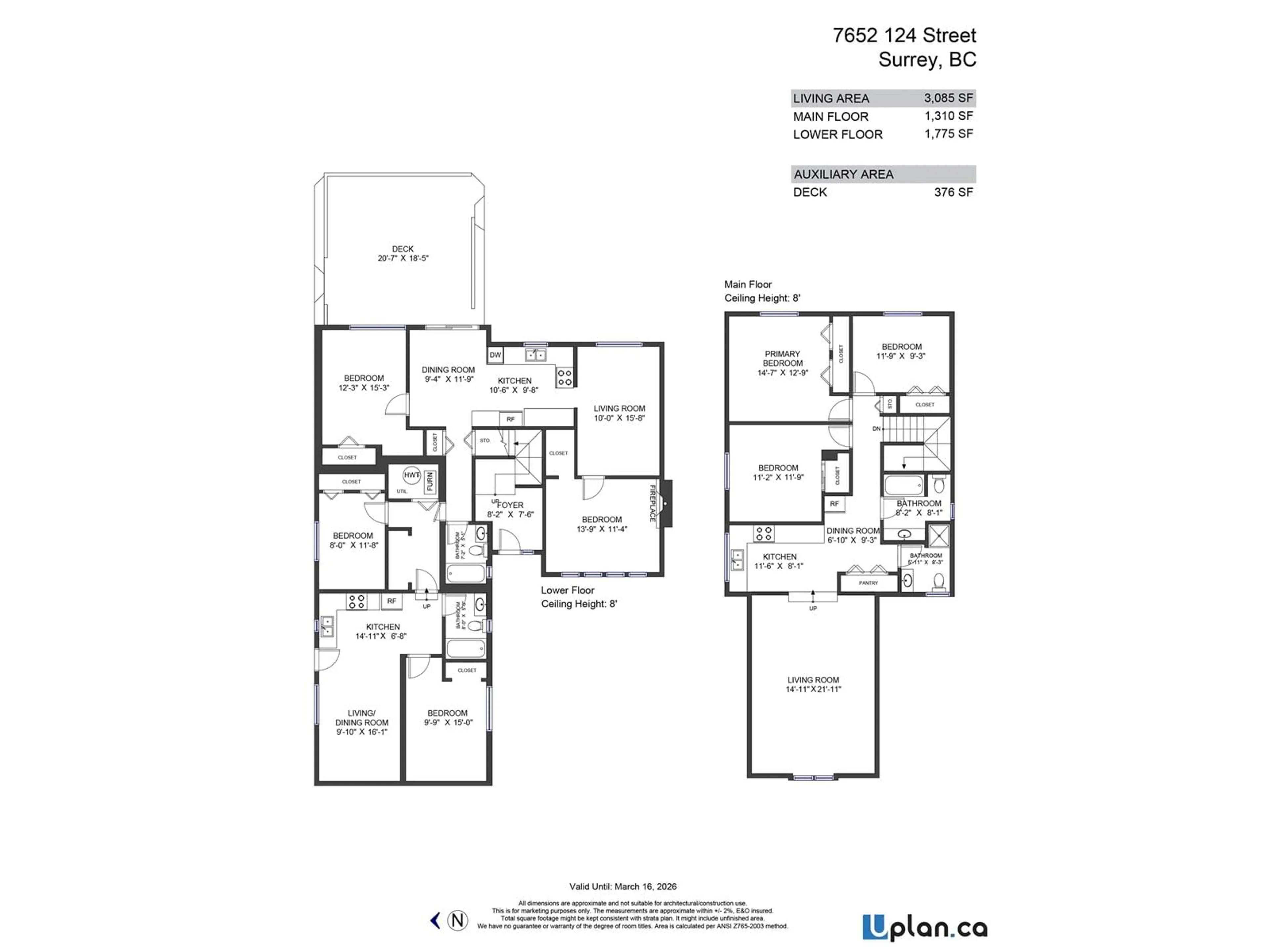 Floor plan for 7652 124, Surrey British Columbia V3W3X5