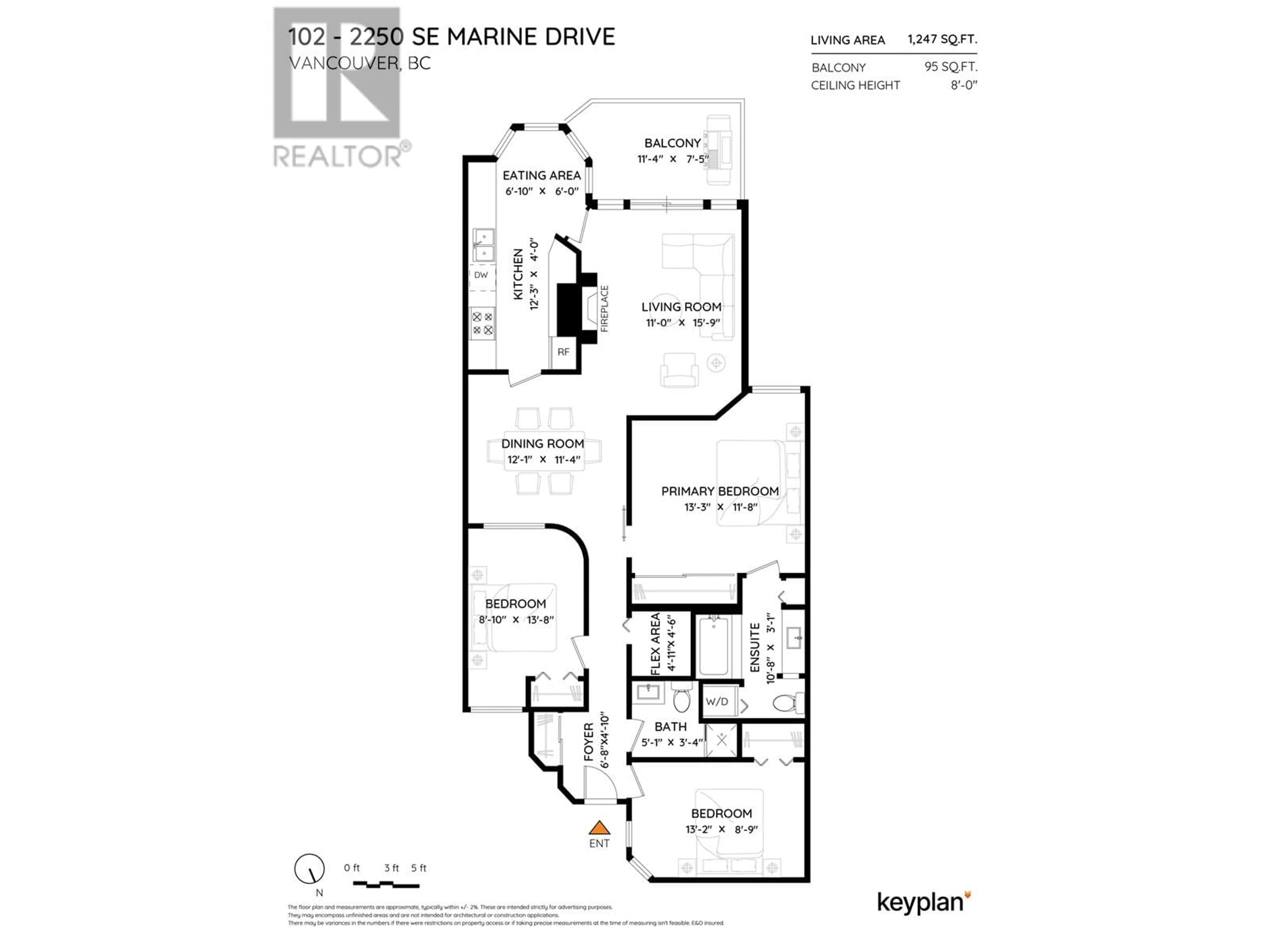 Floor plan for 102 - 2250 MARINE DRIVE, Vancouver British Columbia V5P2S2