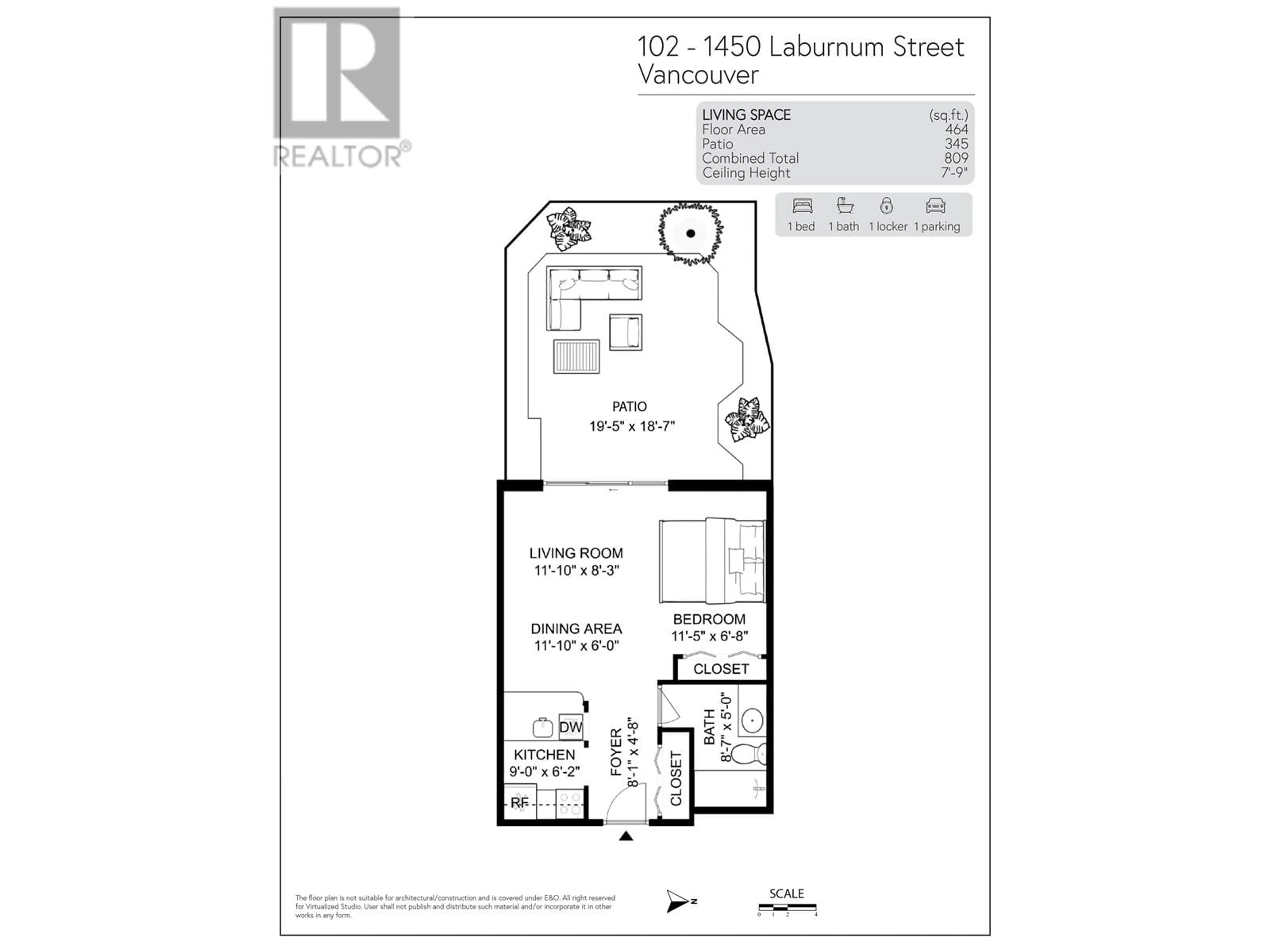 Floor plan for 102 - 1450 LABURNUM STREET, Vancouver British Columbia V6J3W3