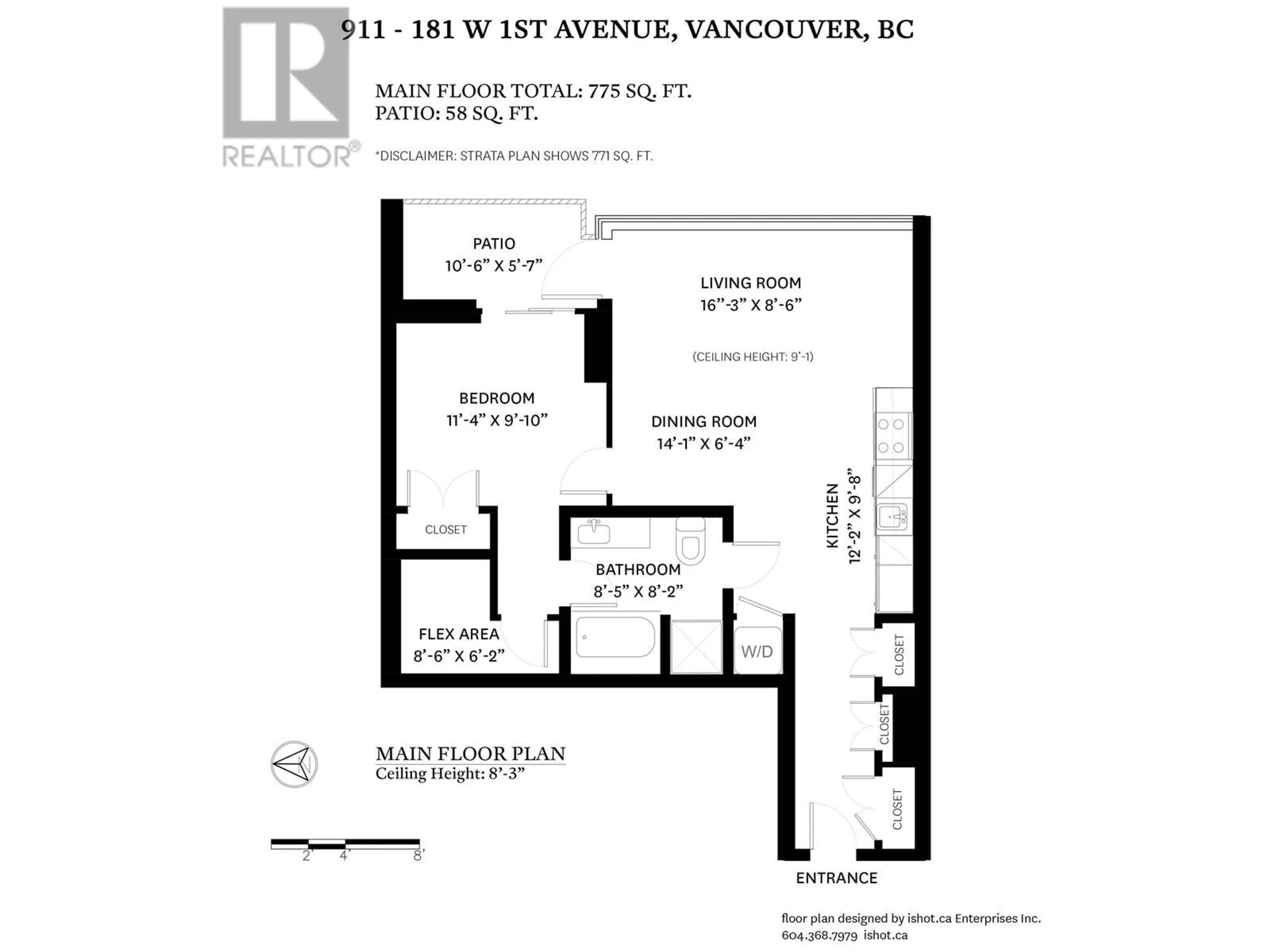 Floor plan for 911 - 181 1ST AVENUE, Vancouver British Columbia V5Y0E3