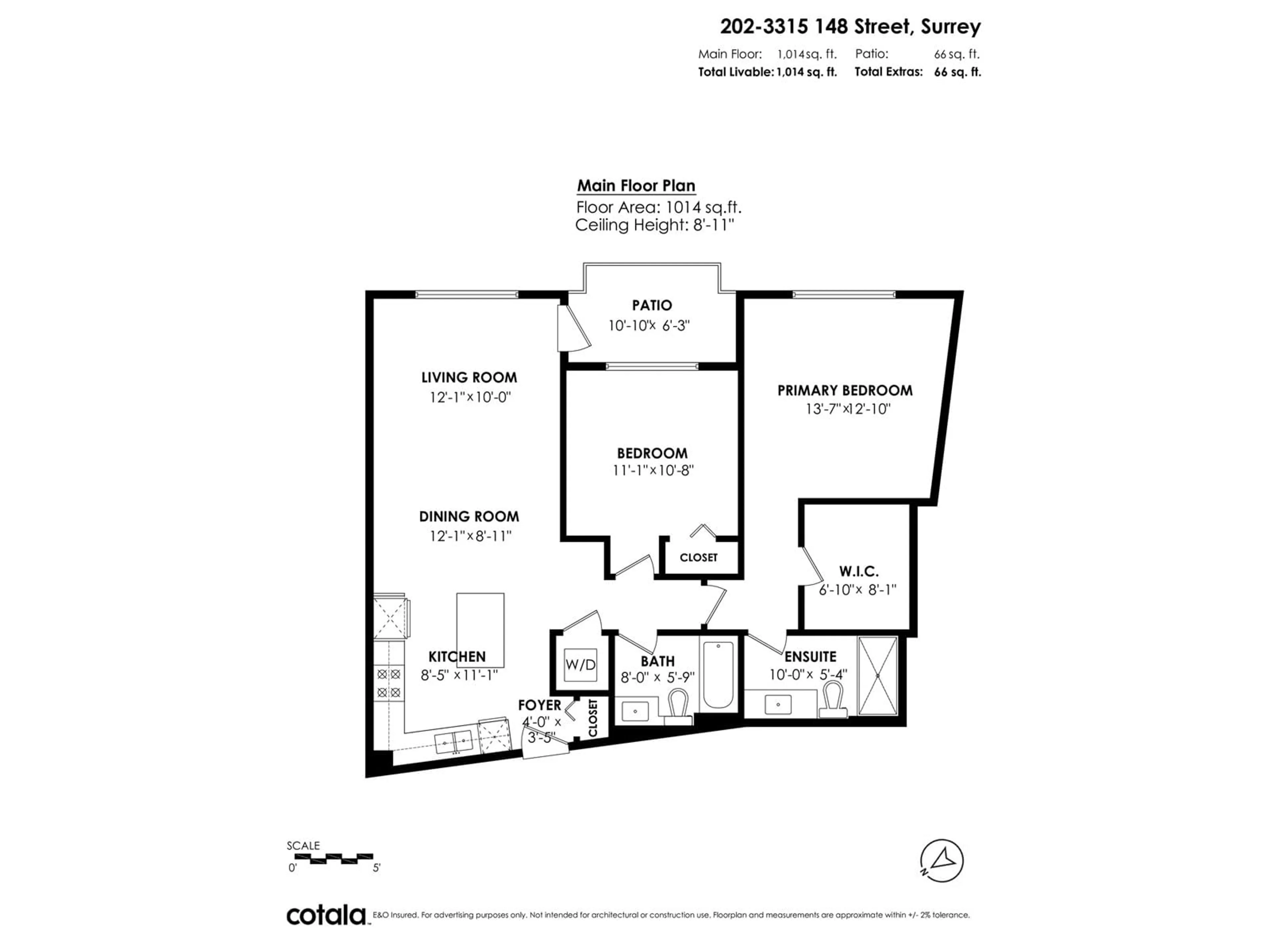 Floor plan for 202 - 3315 148, Surrey British Columbia V4P0H5